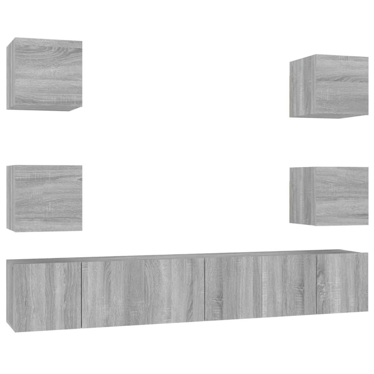 VIDAXL Ensemble de meubles TV 7 pcs Sonoma gris Bois d'ingenierie