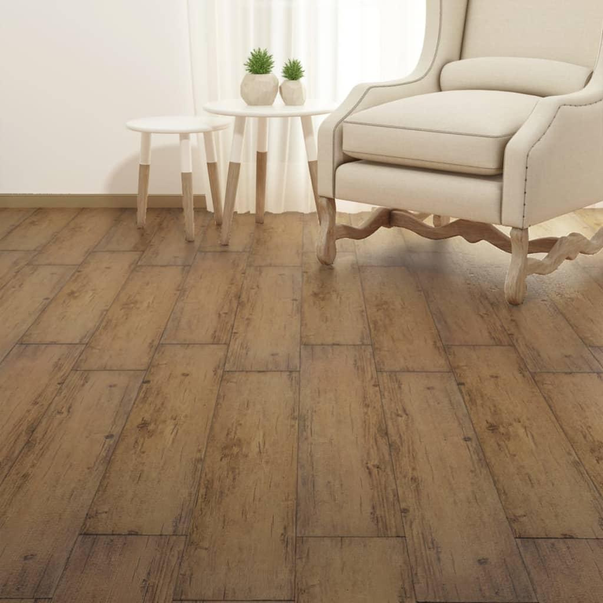 Voir la diapositive 4 : VIDAXL Planches de plancher PVC Non auto-adhesif 4,46 m^2 Marron noyer