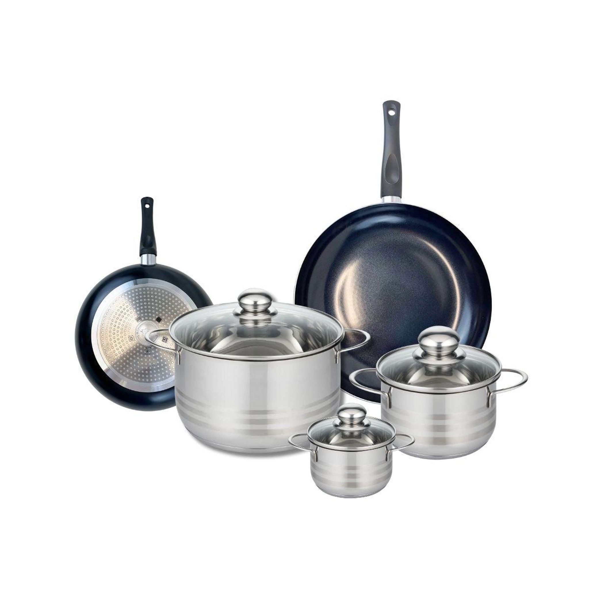 ELO Ensemble de 2 poêles de cuisson 20 et 28 cm et 3 faitouts 12, 16 et 24 cm elo prima brillant