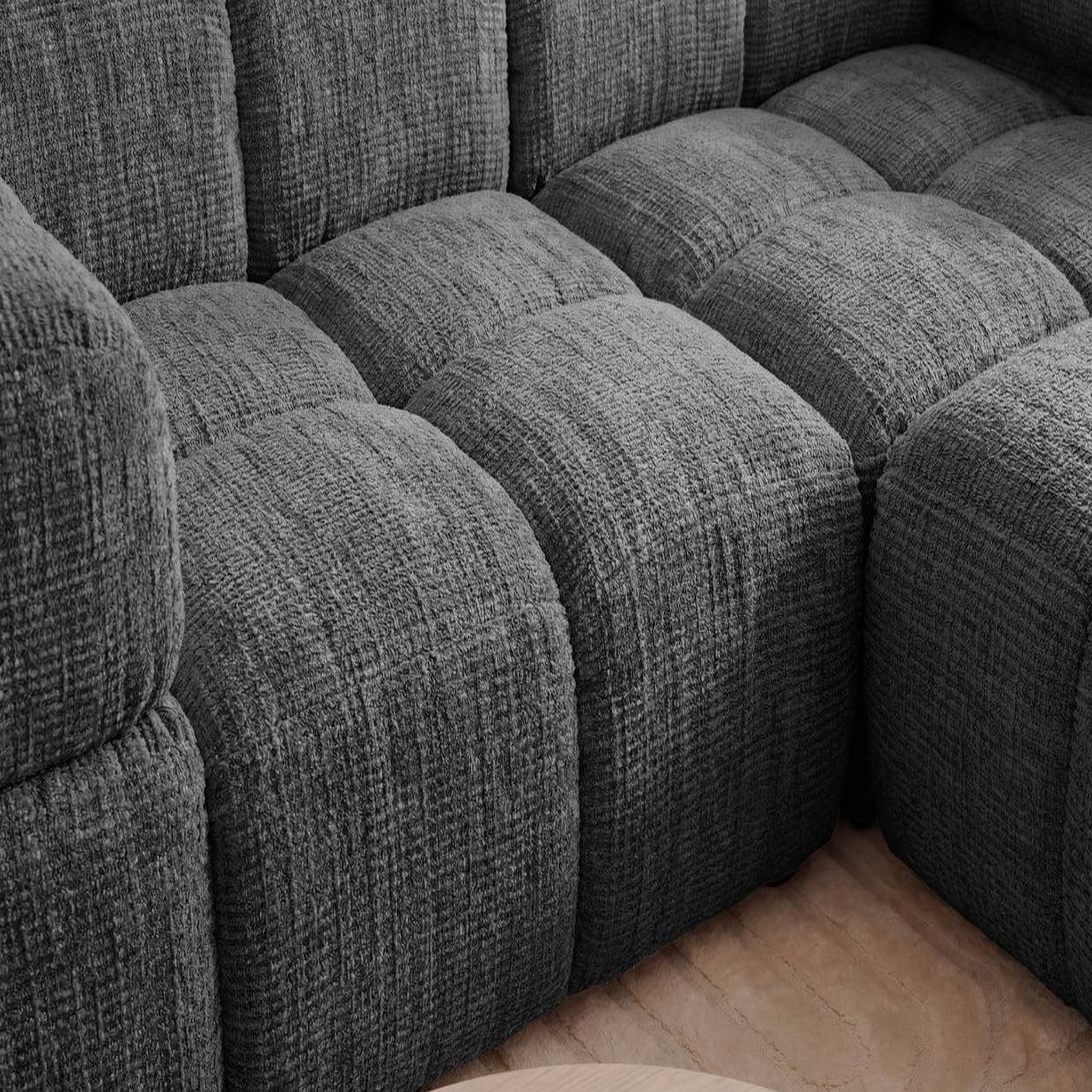 Voir la diapositive 5 : CASANOVA PARIS Gustave - canapé d'angle tissu chenille 4 places