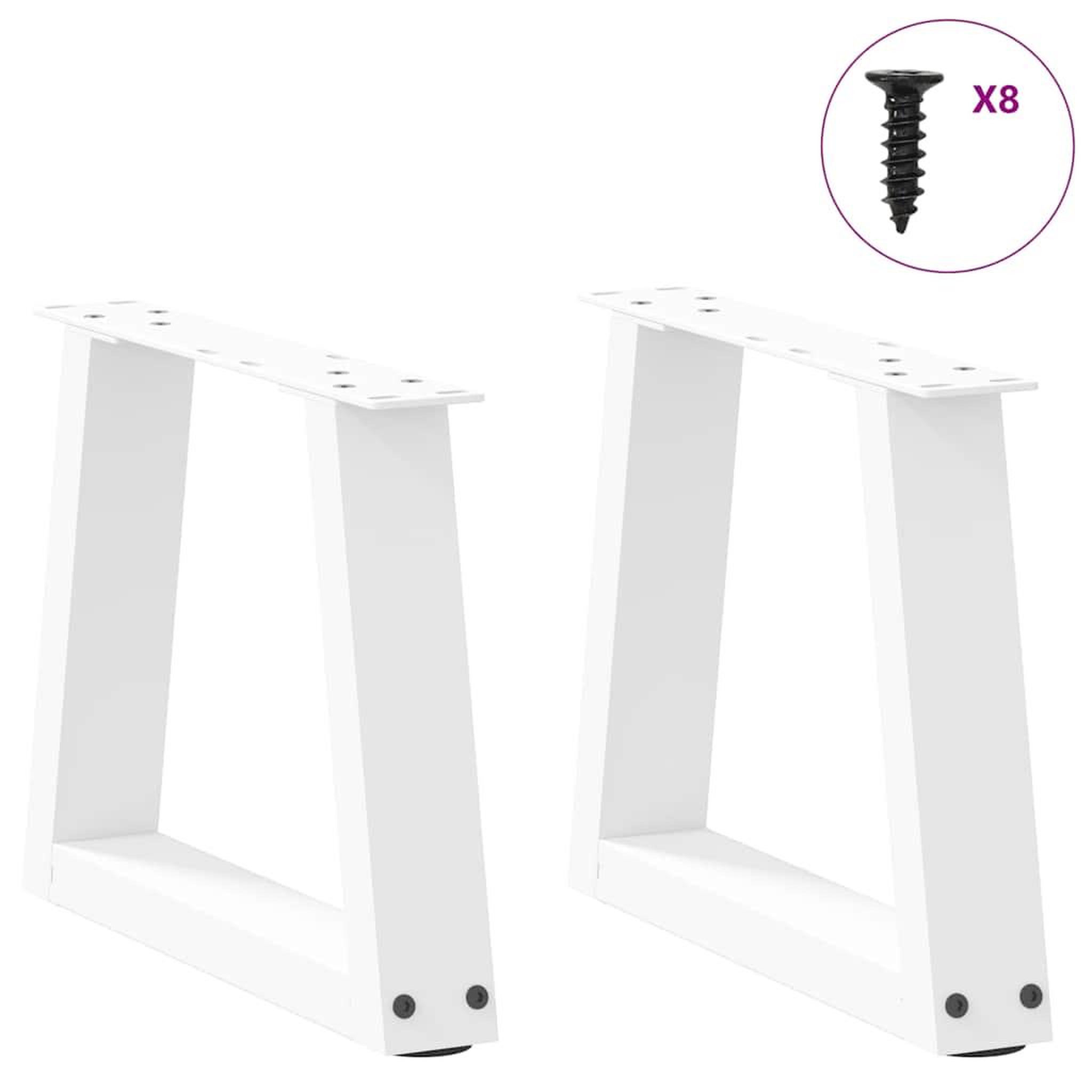 Voir la diapositive 3 : VIDAXL Pieds de table a manger forme V 2pcs blanc 30x(30-31,3)cm acier