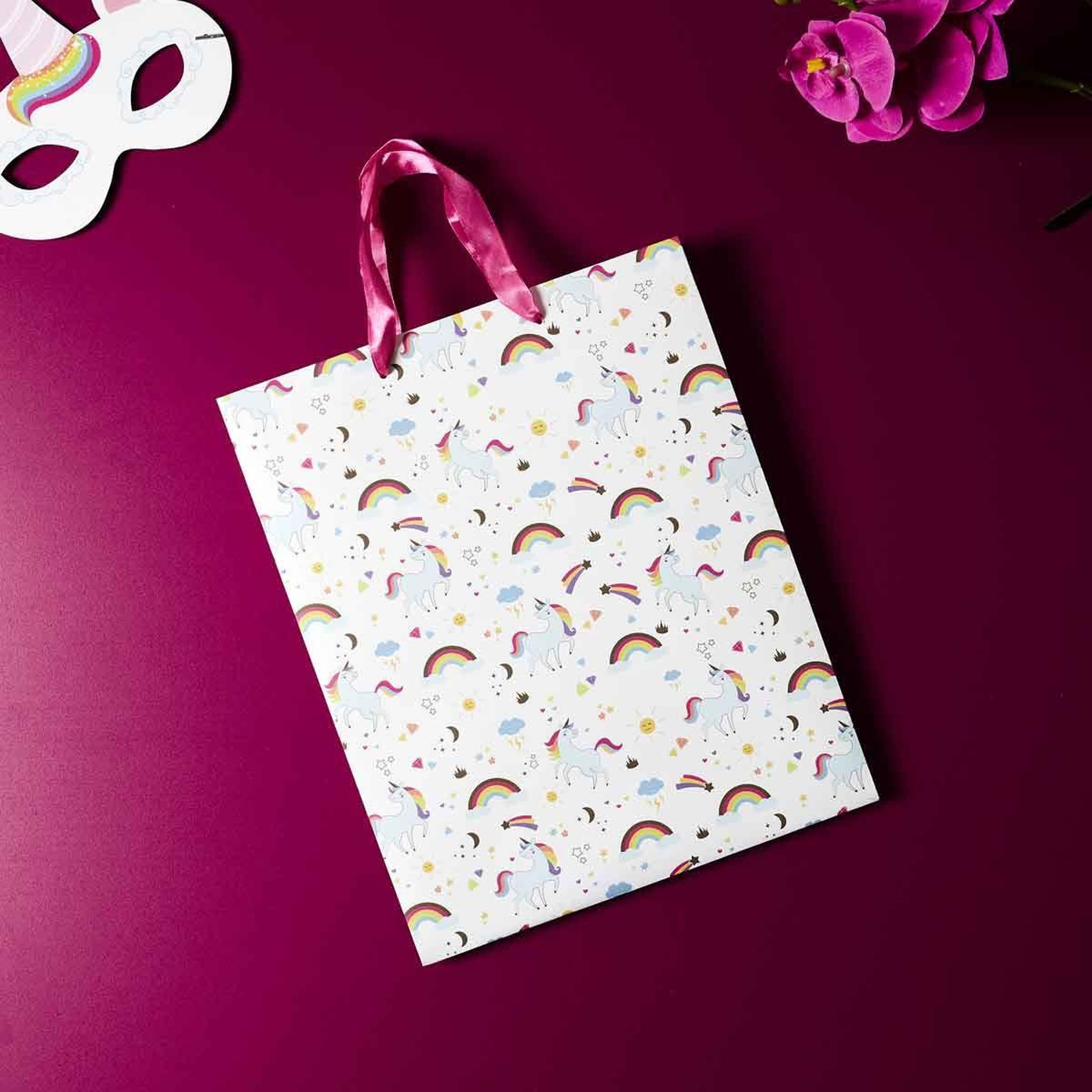 Voir la diapositive 2 : PARTY TIME Sac cadeau anniversaire  licorne  33cm multicolore