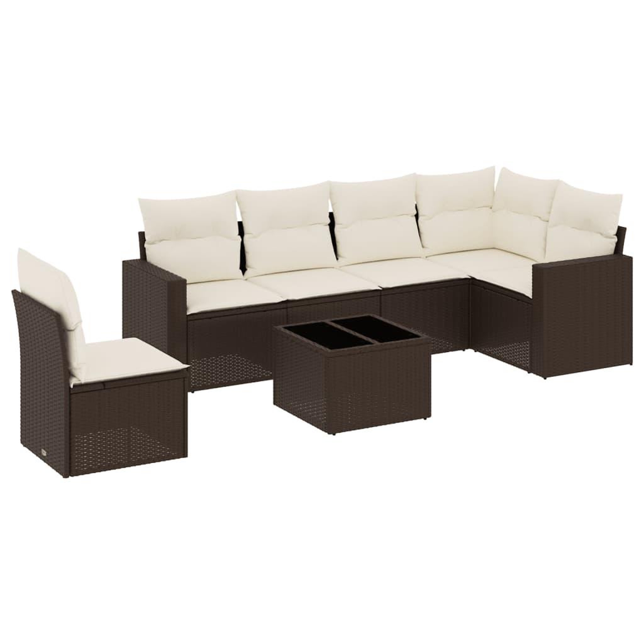 Voir la diapositive 2 : VIDAXL Salon de jardin avec coussins 7 pcs marron resine tressee
