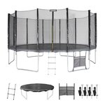 SWEEEK Trampoline 490cm gris avec filet de protection. échelle. bâche. filet pour chaussures. kit d'ancrage