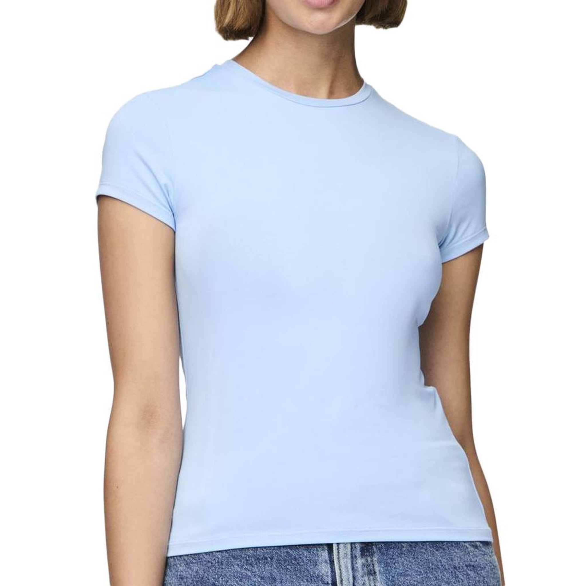 Pieces T Shirt  Femme Pieces Fylla. Coloris disponibles : Bleu