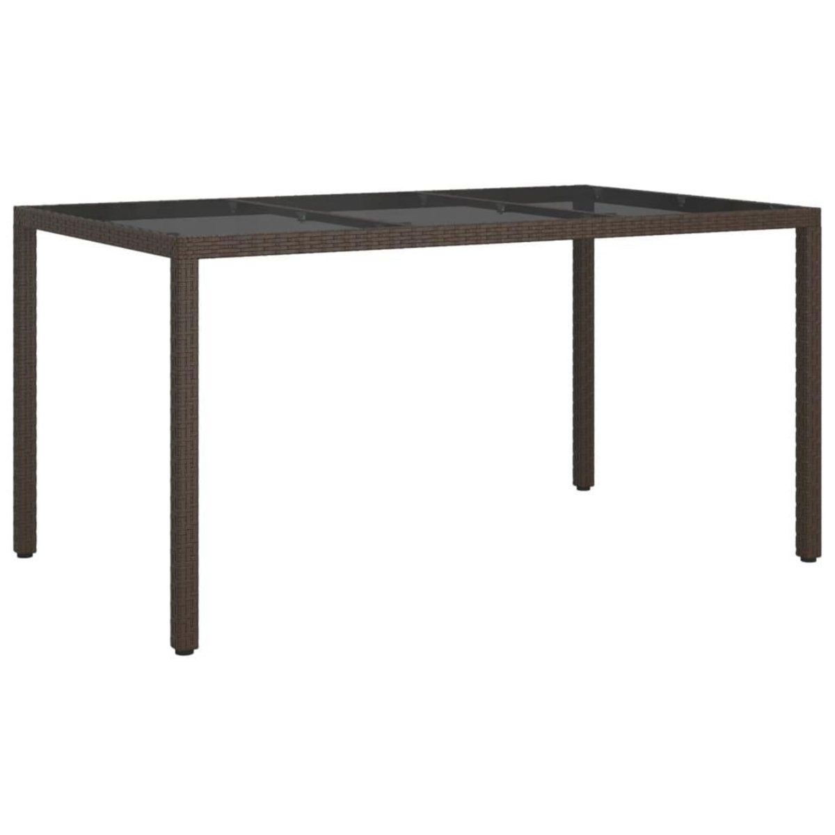 VIDAXL Table de jardin 150x90x75 cm Verre trempe/resine tressee Marron