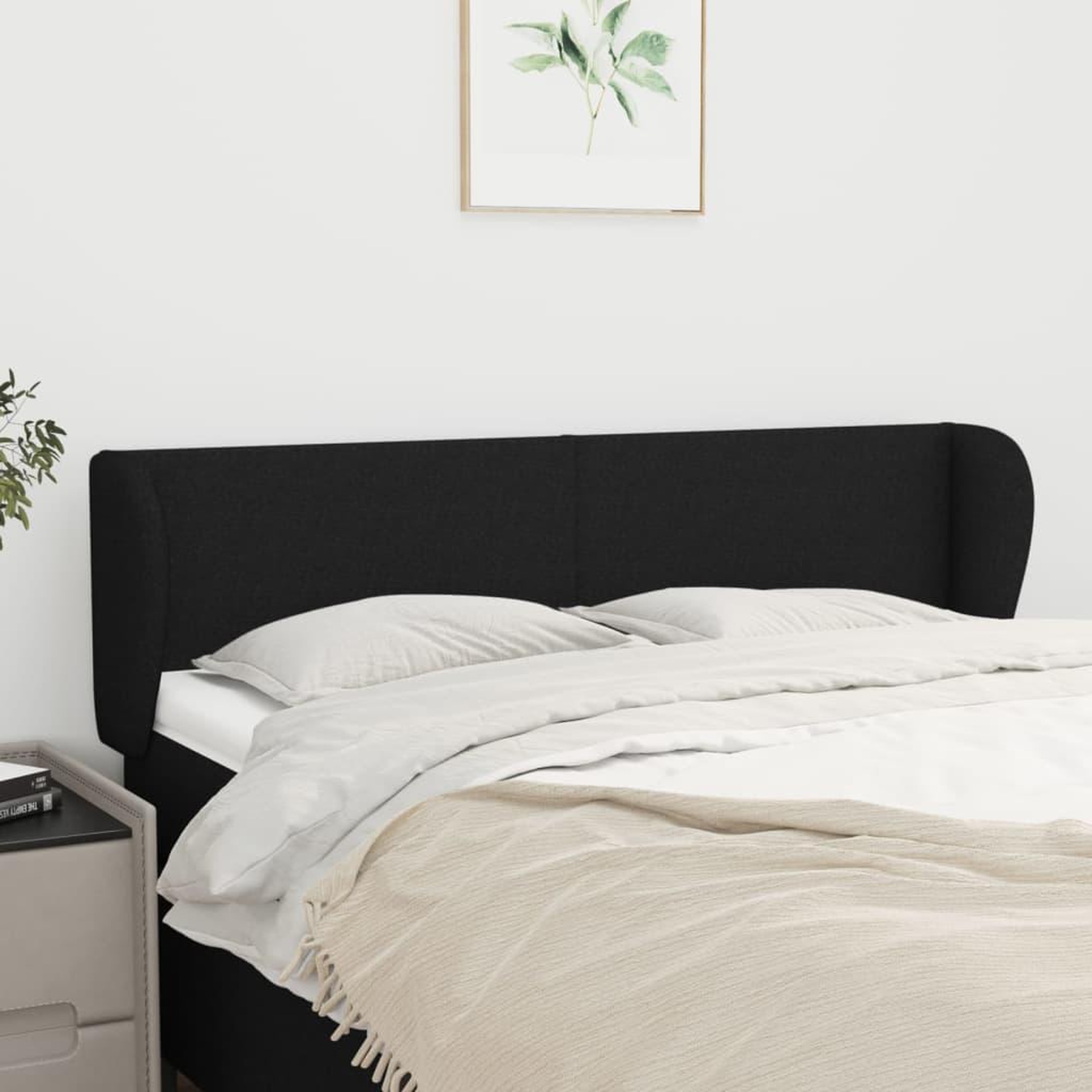 Voir la diapositive 1 : VIDAXL Tete de lit avec oreilles Noir 147x23x78/88 cm Tissu