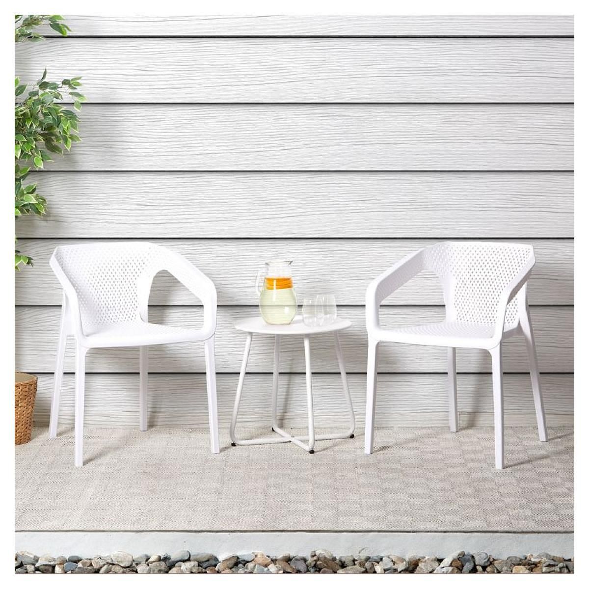 HomeStyle4U Lot de 2 chaises jardin en blanc