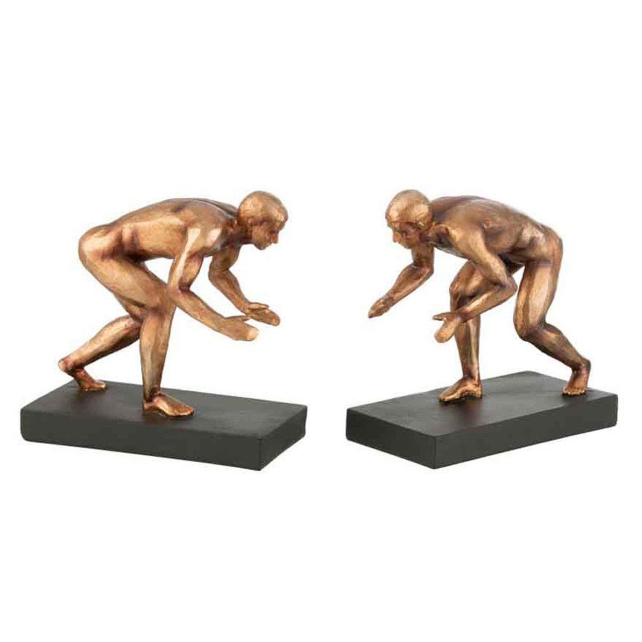 J-LINE Lot de 2 serre-livres  gymnaste  15cm bronze