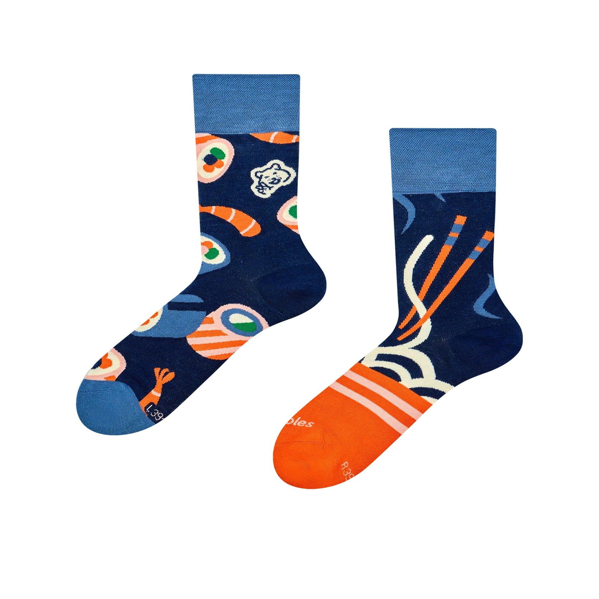 DEDOLES Chaussettes bambou sushis et ramen. Coloris disponibles : Multicolore