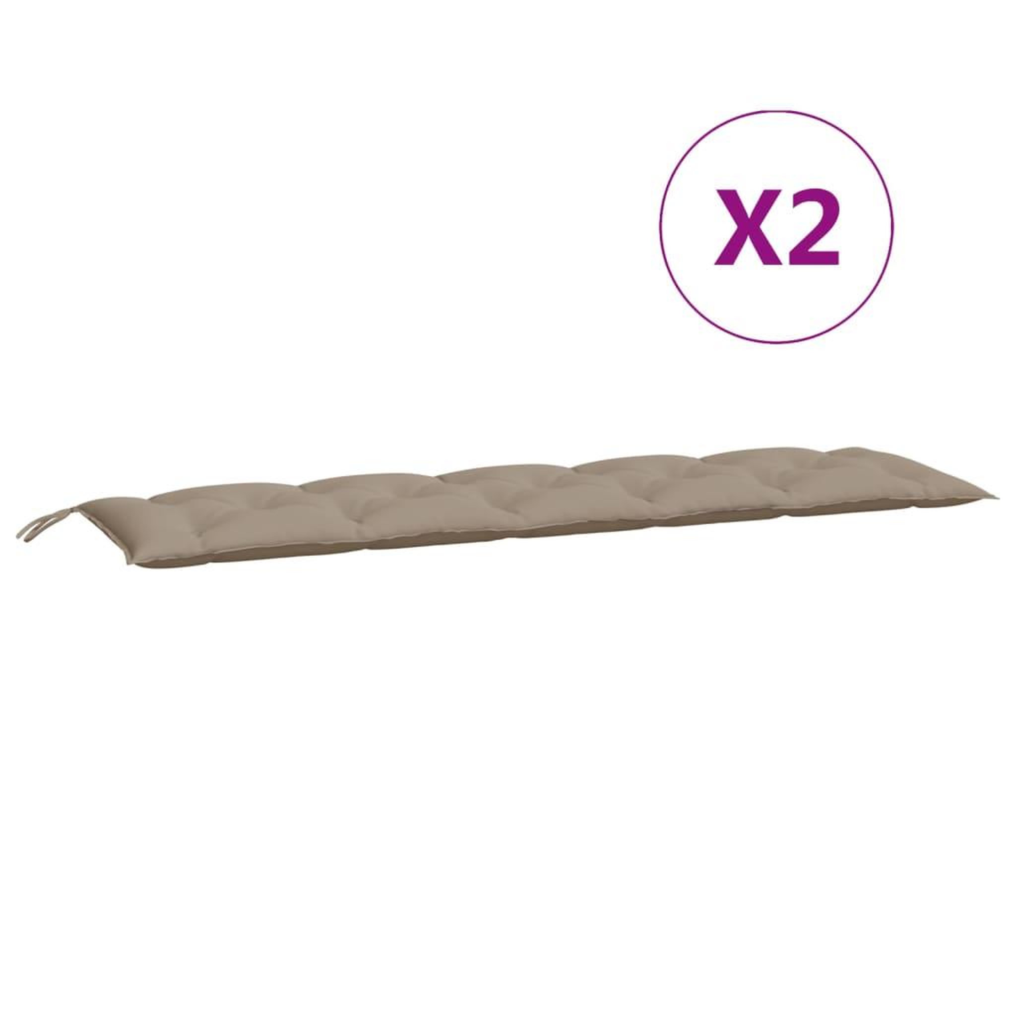 Voir la diapositive 5 : VIDAXL Coussins de banc jardin lot de 2 taupe 180x50x7 cm tissu Oxford