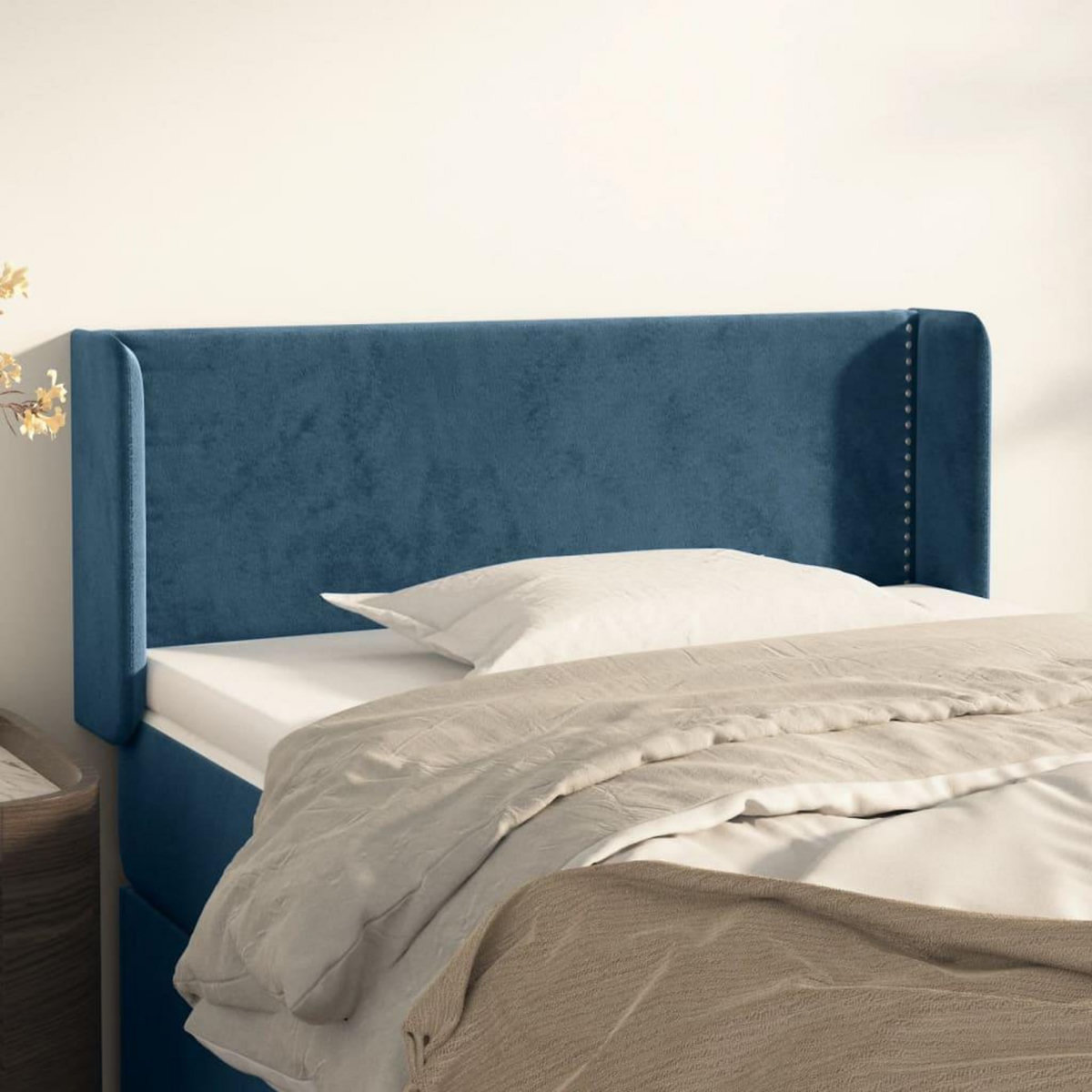 VIDAXL Tete de lit avec oreilles Bleu fonce 103x16x78/88 cm Velours