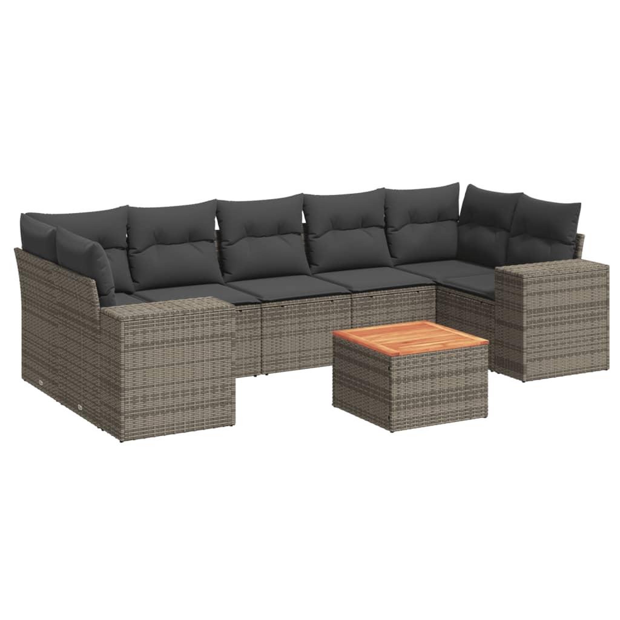 Voir la diapositive 2 : VIDAXL Salon de jardin 8 pcs avec coussins gris resine tressee