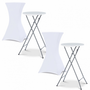 Voir la diapositive 1 : ID MARKET Lot de 2 tables hautes pliantes 105 CM et 2 housses blanches