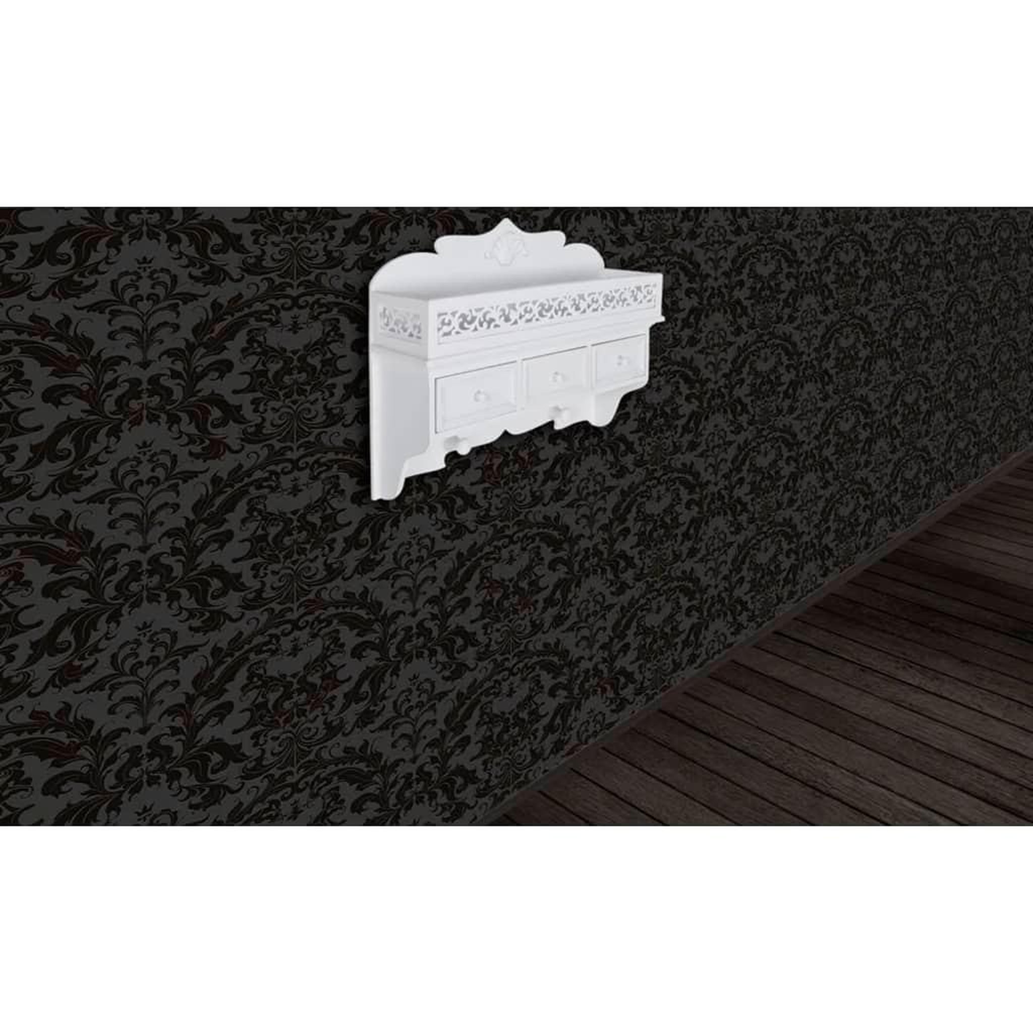 Voir la diapositive 3 : VIDAXL Etagere murale avec 3 tiroirs 2 crochets