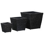VIDAXL Lits sureleves 3 pcs Jacinthe d'eau Noir
