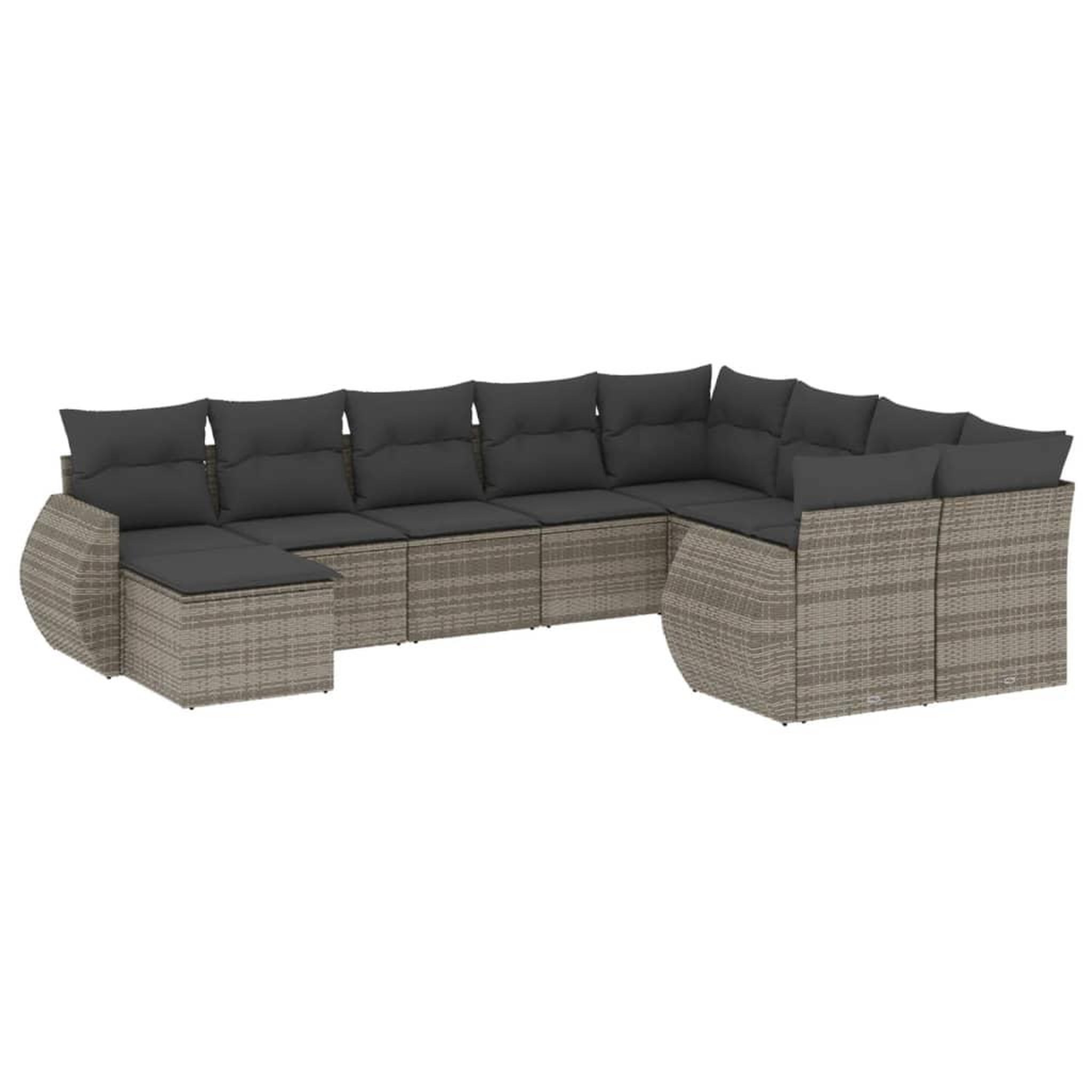 Voir la diapositive 2 : VIDAXL Salon de jardin avec coussins 10 pcs gris resine tressee