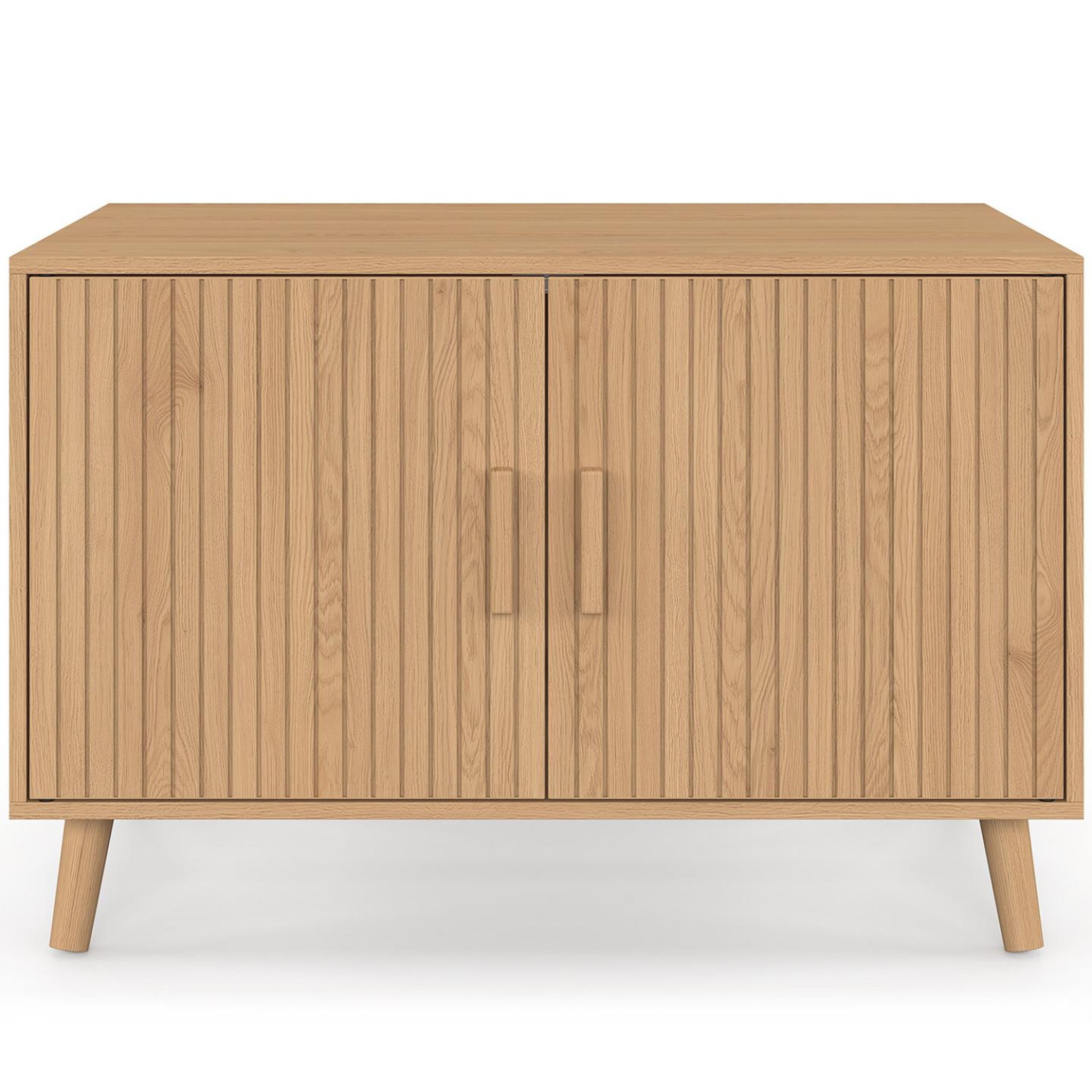 Voir la diapositive 3 : ID MARKET Maison de toilette chat cache-litière juliette avec doubles portes lattes tasseau bois coloris chêne