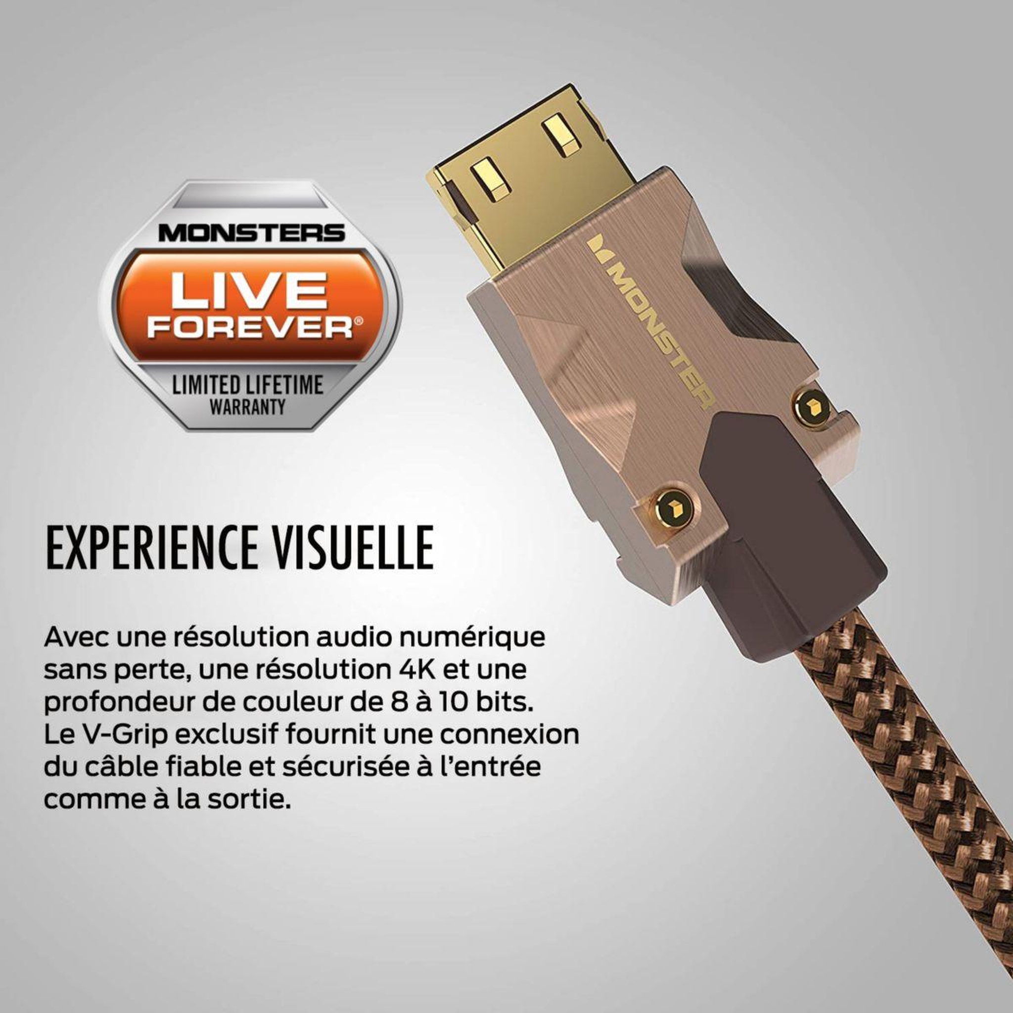 Voir la diapositive 3 : Monster Cable Câble HDMI M2000 UHD 4K HDR10+ 25GBPS 3M