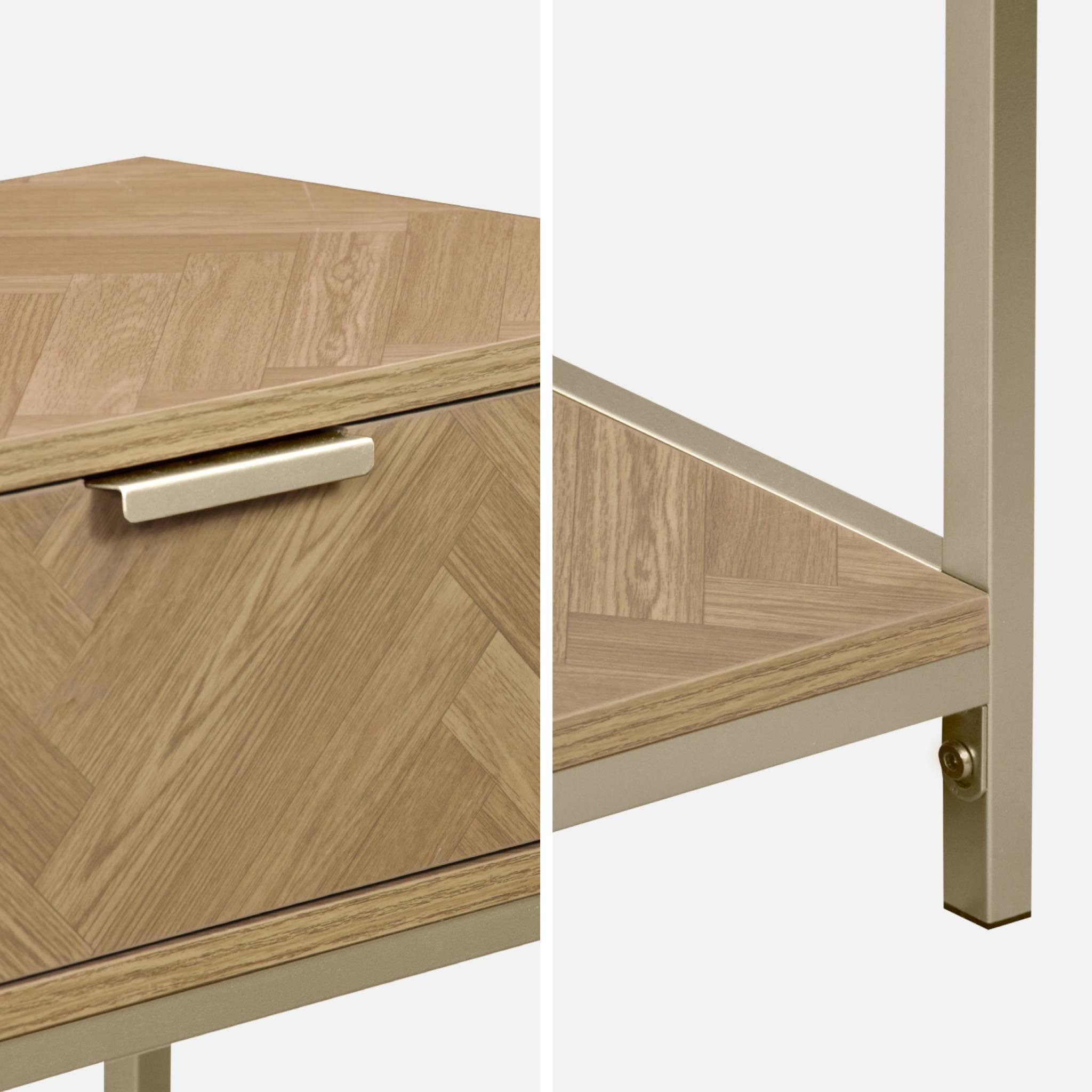 Voir la diapositive 3 : SWEEEK Console effet bois décor chevrons 2 tiroirs naturel - Budapest
