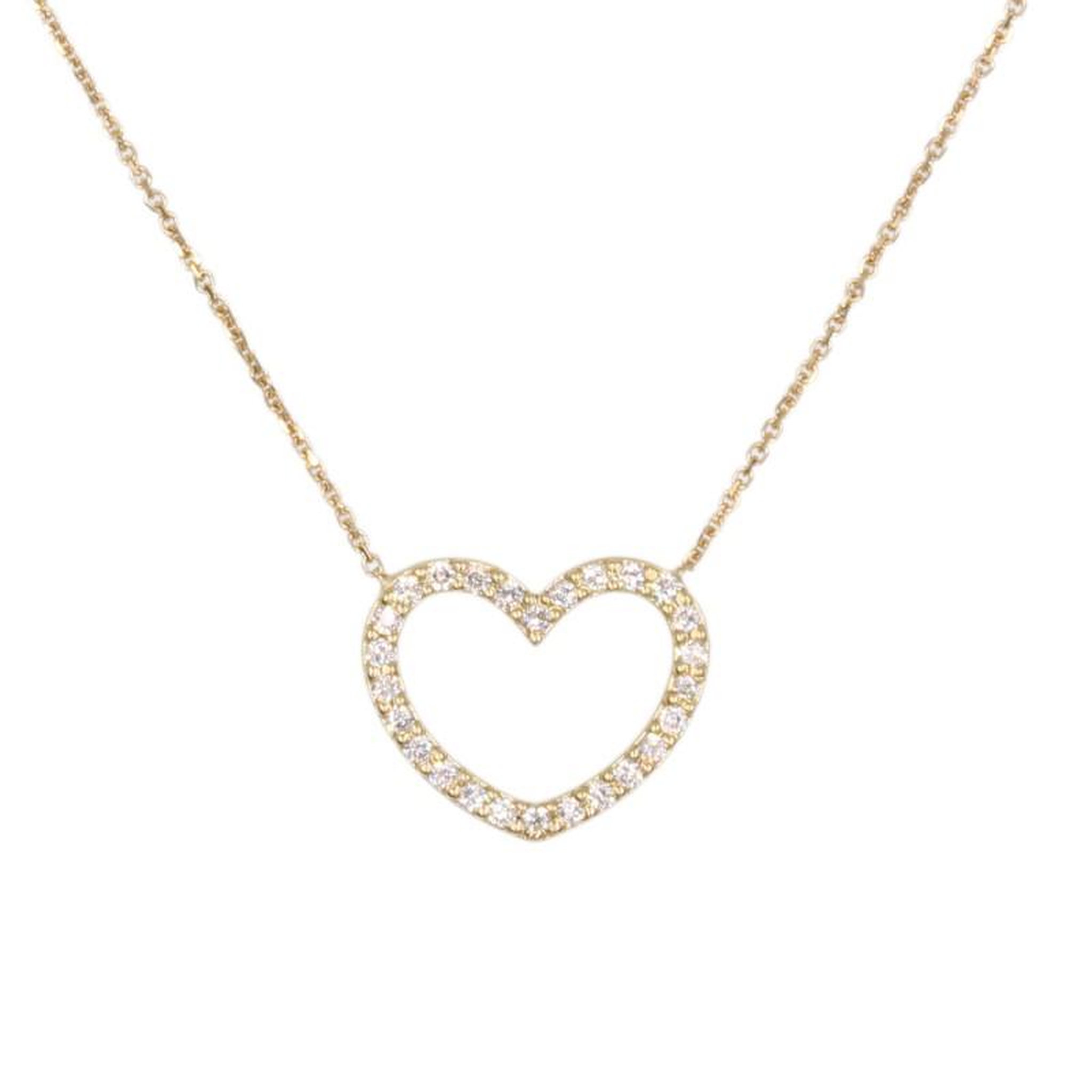L'ATELIER D'AZUR Collier Femme Or Jaune - Pendentif Coeur - Pavé de Zirconiums