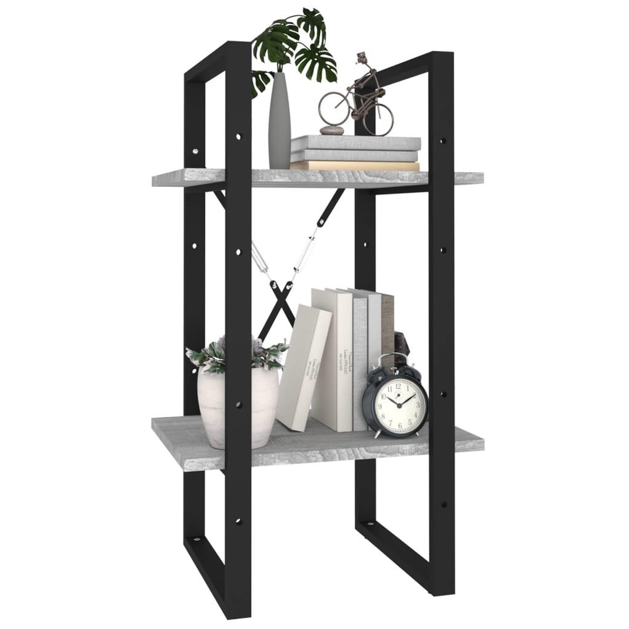 Voir la diapositive 4 : VIDAXL Bibliotheque 2 niveaux Sonoma gris 40x30x70cm Bois d'ingenierie