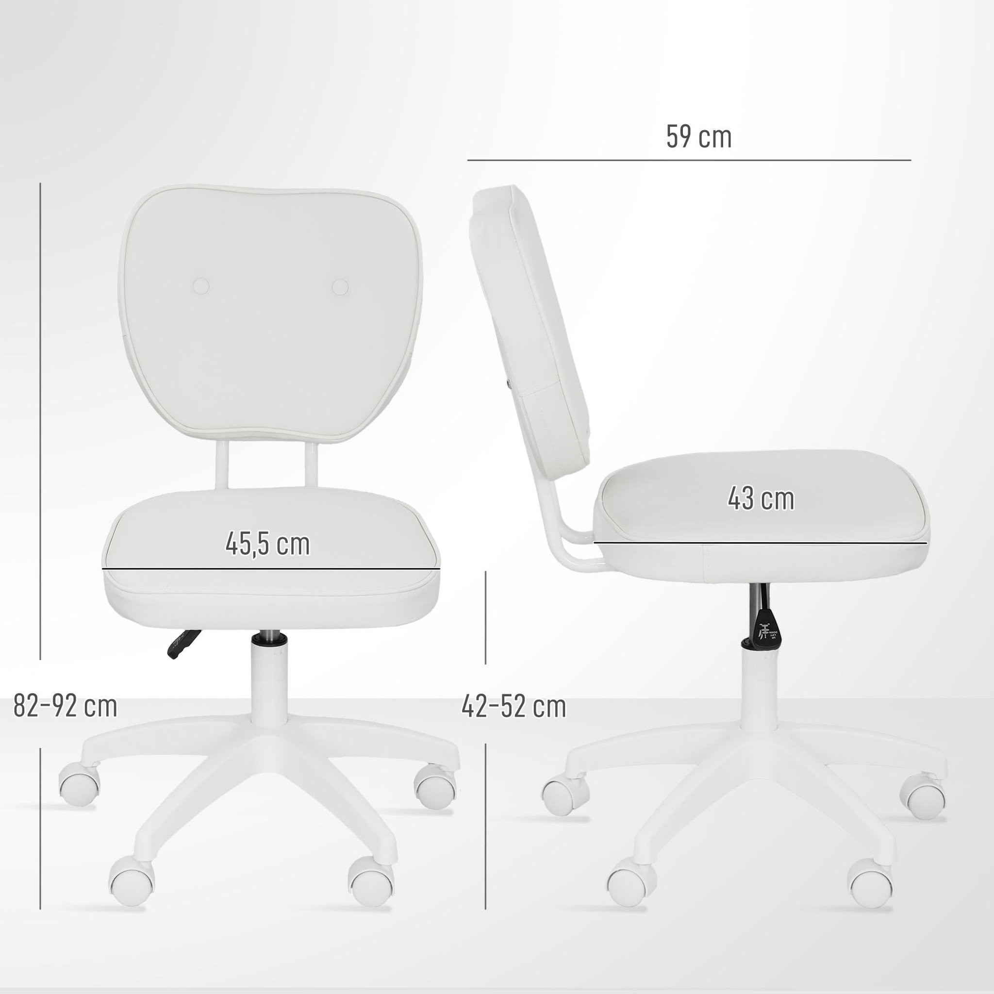Voir la diapositive 3 : VINSETTO Chaise de bureau design Chersterfied dossier arrondi 2 boutons synthétique blanc