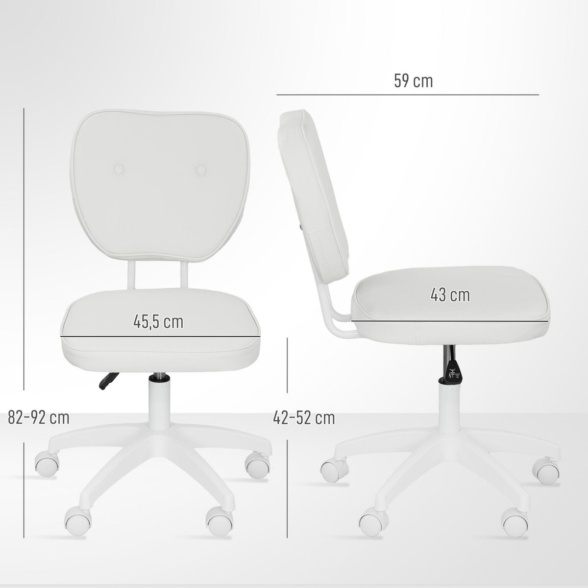 VINSETTO Chaise de bureau design Chersterfied dossier arrondi 2 boutons synthétique blanc