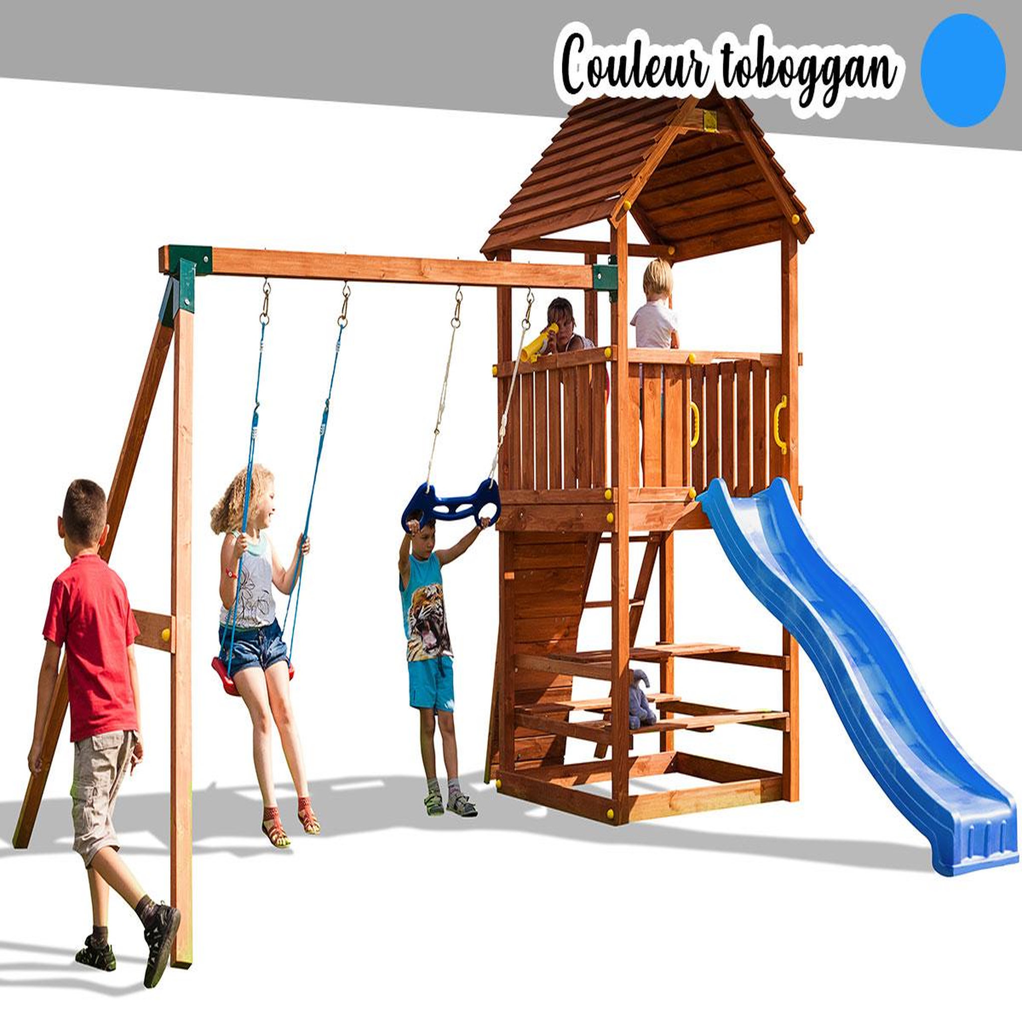 Voir la diapositive 1 : Fungoo Aire de jeux Joy Move - Toboggan Bleu - Fungoo