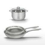 ELO Lot de 2 poêles 24/28 cm et faitout 24 cm Elo Relief Passion