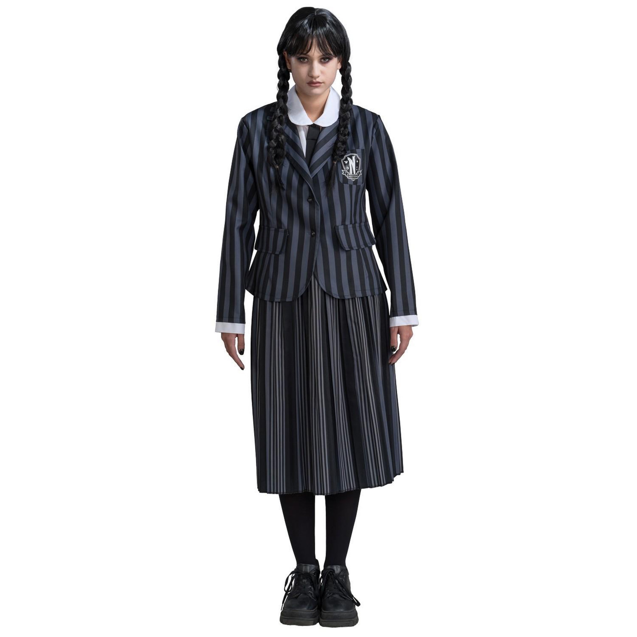 CHAKS Déguisement Uniforme Noir & Gris Mercredi - Femme - XS