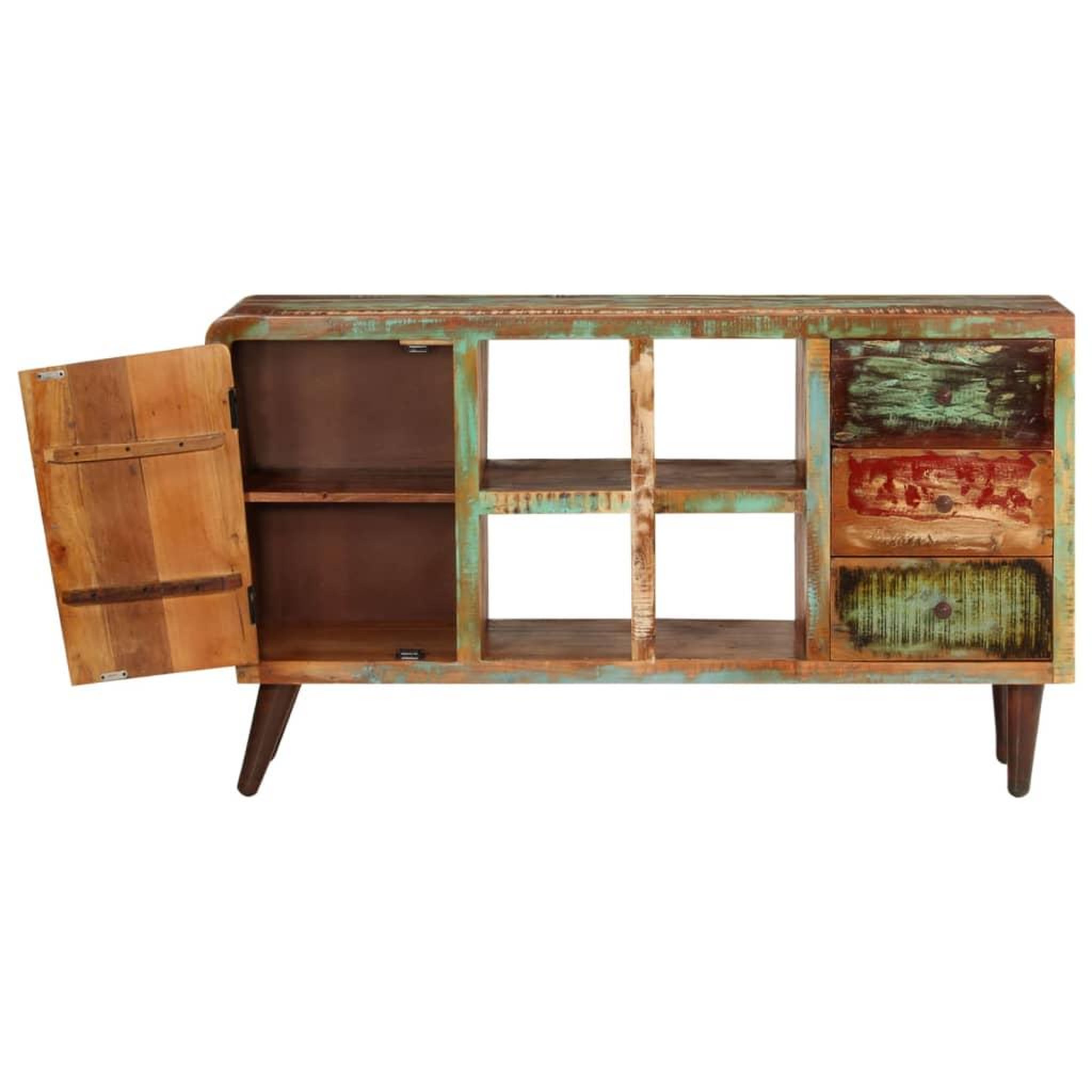 Voir la diapositive 4 : VIDAXL Armoire avec 1 porte 4 etageres 3 tiroirs bois massif recupere