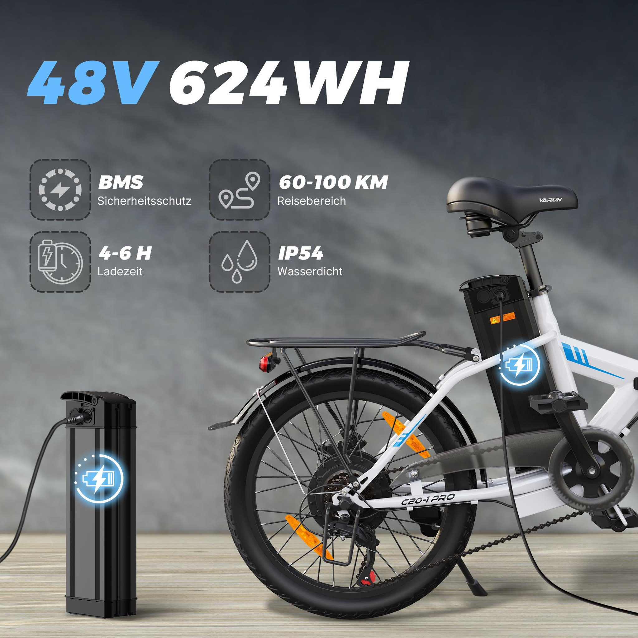 Voir la diapositive 2 : VARUN Vélo électrique pliable 20  varun c20-1 pro