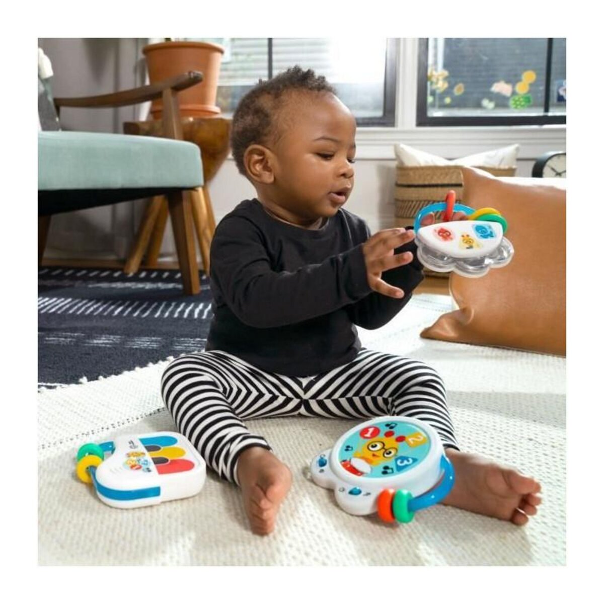 BABY EINSTEIN BABY EINSTEIN Set de 3 jouets musicaux Small Symphony, 3 instruments, bouliers inclus, contrôle du volume