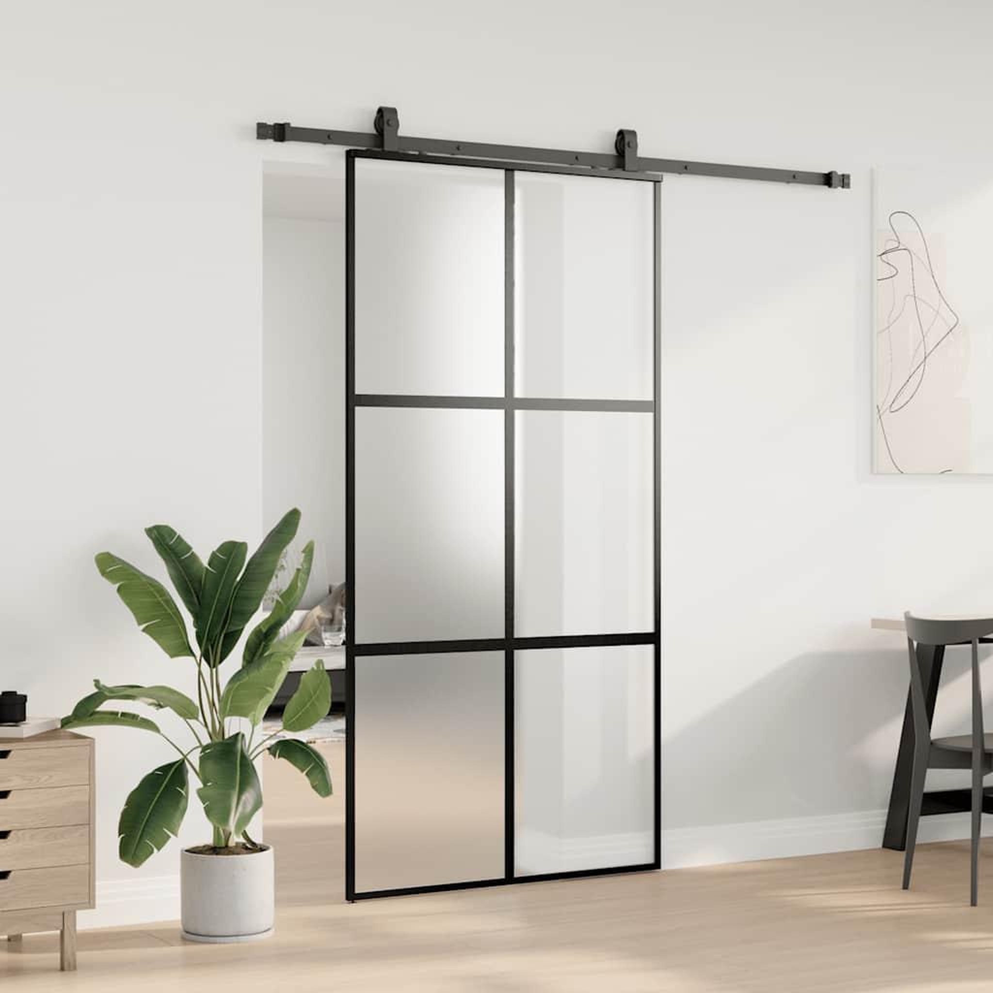Voir la diapositive 3 : VIDAXL Porte coulissante avec kit de quincaillerie noir 102,5x205 cm