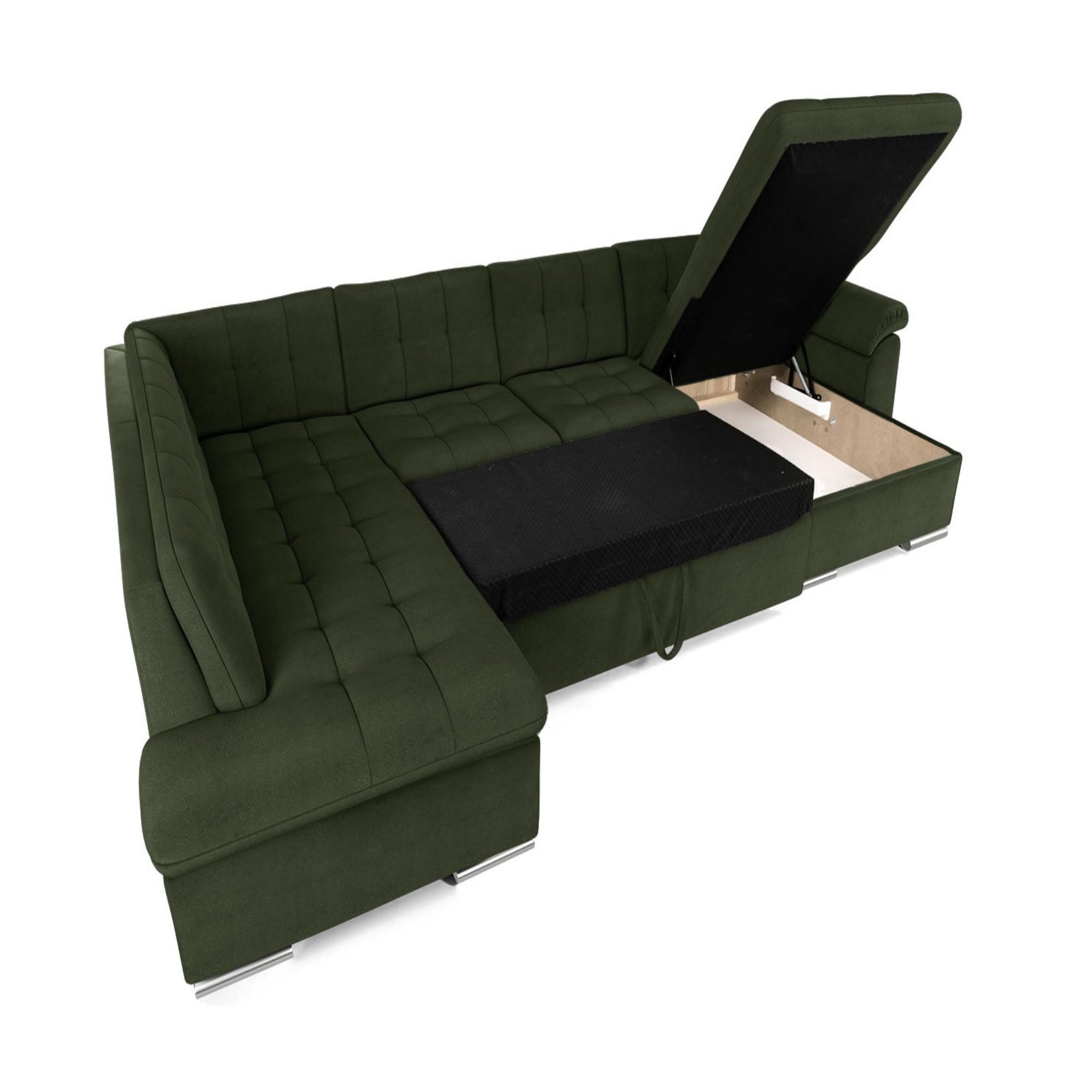 Voir la diapositive 3 : BEST MOBILIER Chuck - canapé panoramique xxl - convertible avec coffre - 7 places - gauche