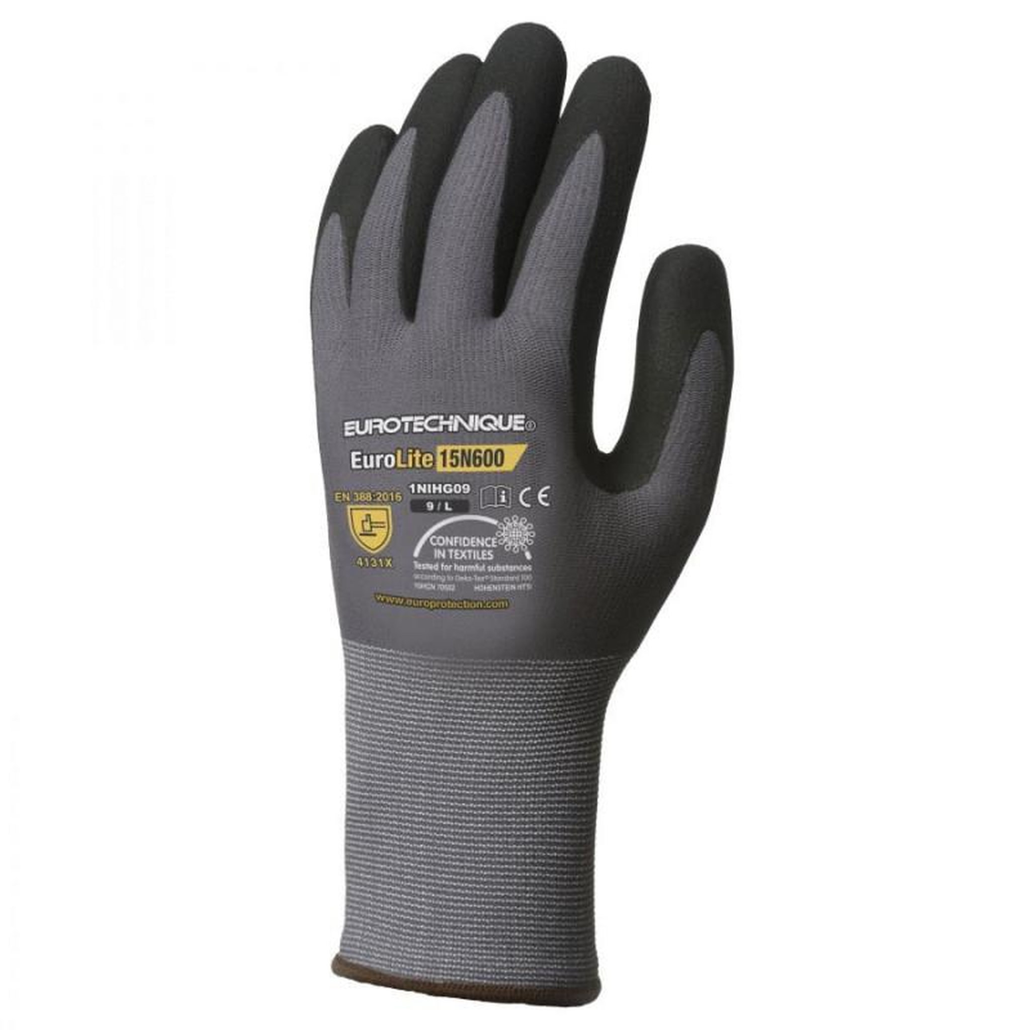 Voir la diapositive 2 : Coverguard Gant tricoté EUROLITE 15N600 enduit nitrile gris noir T8 COVERGUARD 1NIHG08