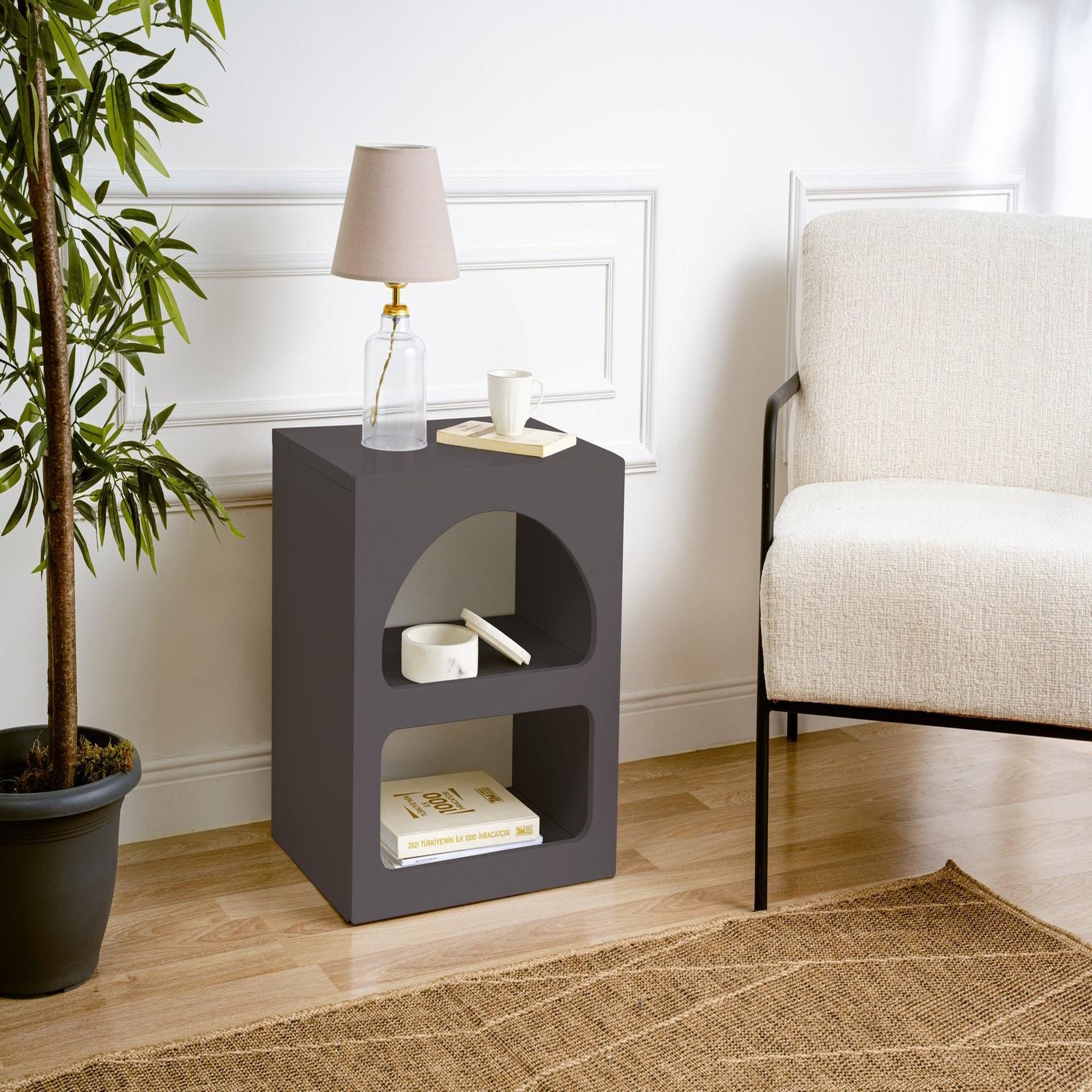 Voir la diapositive 2 : Habitat et Jardin Table de chevet en bois  lorin  - 50 x 40 x 50 cm - gris anthracite