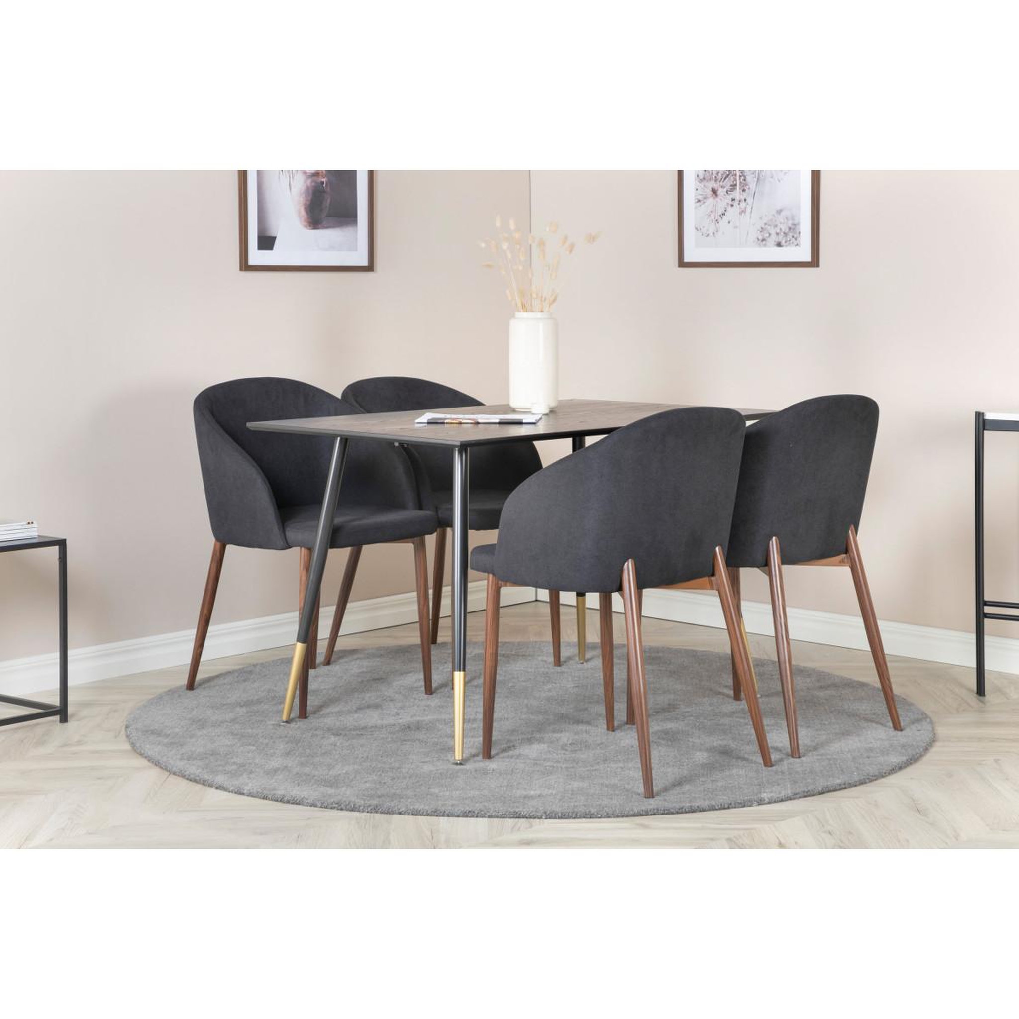 Voir la diapositive 6 : Paris Prix Ensemble table à manger & 4 chaises  dipp & arch  120cm noir