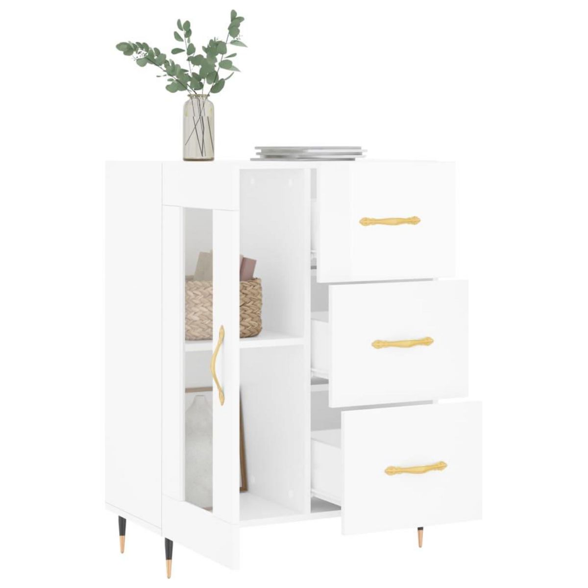 VIDAXL Buffet Blanc brillant 69,5x34x90 cm Bois d'ingenierie