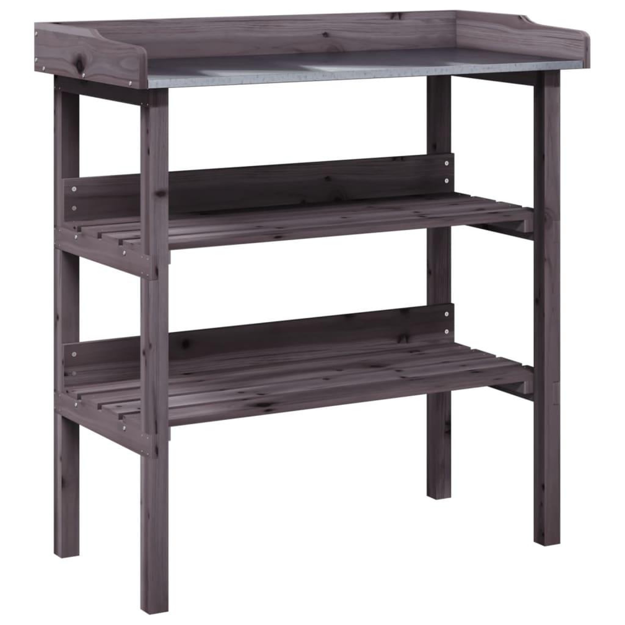 Voir la diapositive 2 : VIDAXL Table a plantes avec etageres gris 78x38x82,5 cm bois de sapin