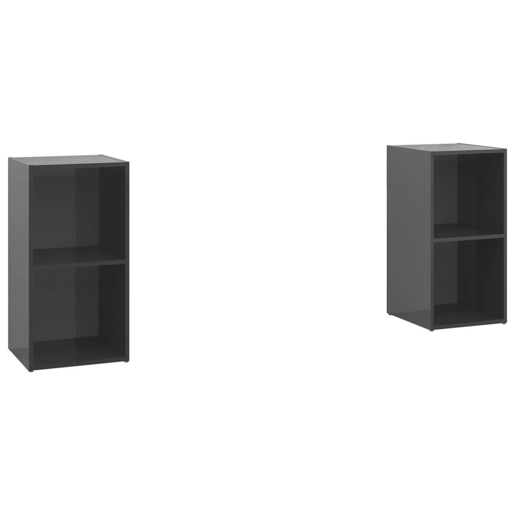 Voir la diapositive 2 : VIDAXL Meubles TV 2 pcs Gris brillant 72x35x36,5 cm Bois d'ingenierie