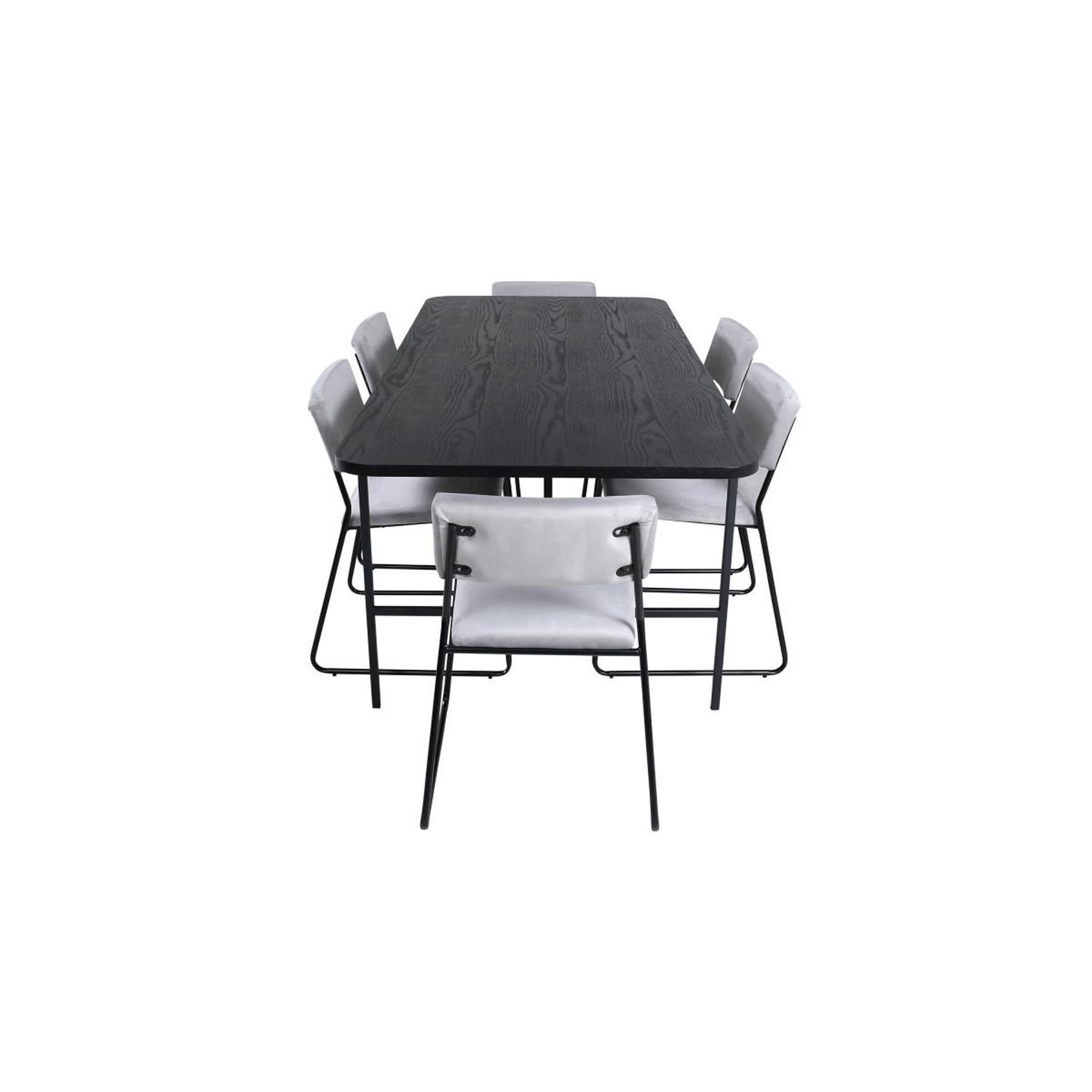 Voir la diapositive 2 : Paris Prix Ensemble table à manger & 6 chaises  uno & kenth  200cm gris & noir