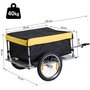HOMCOM Remorque de transport vélo cargo barre d'attelage incluse housse amovible 4 réflecteurs charge max. 40 Kg noir jaune