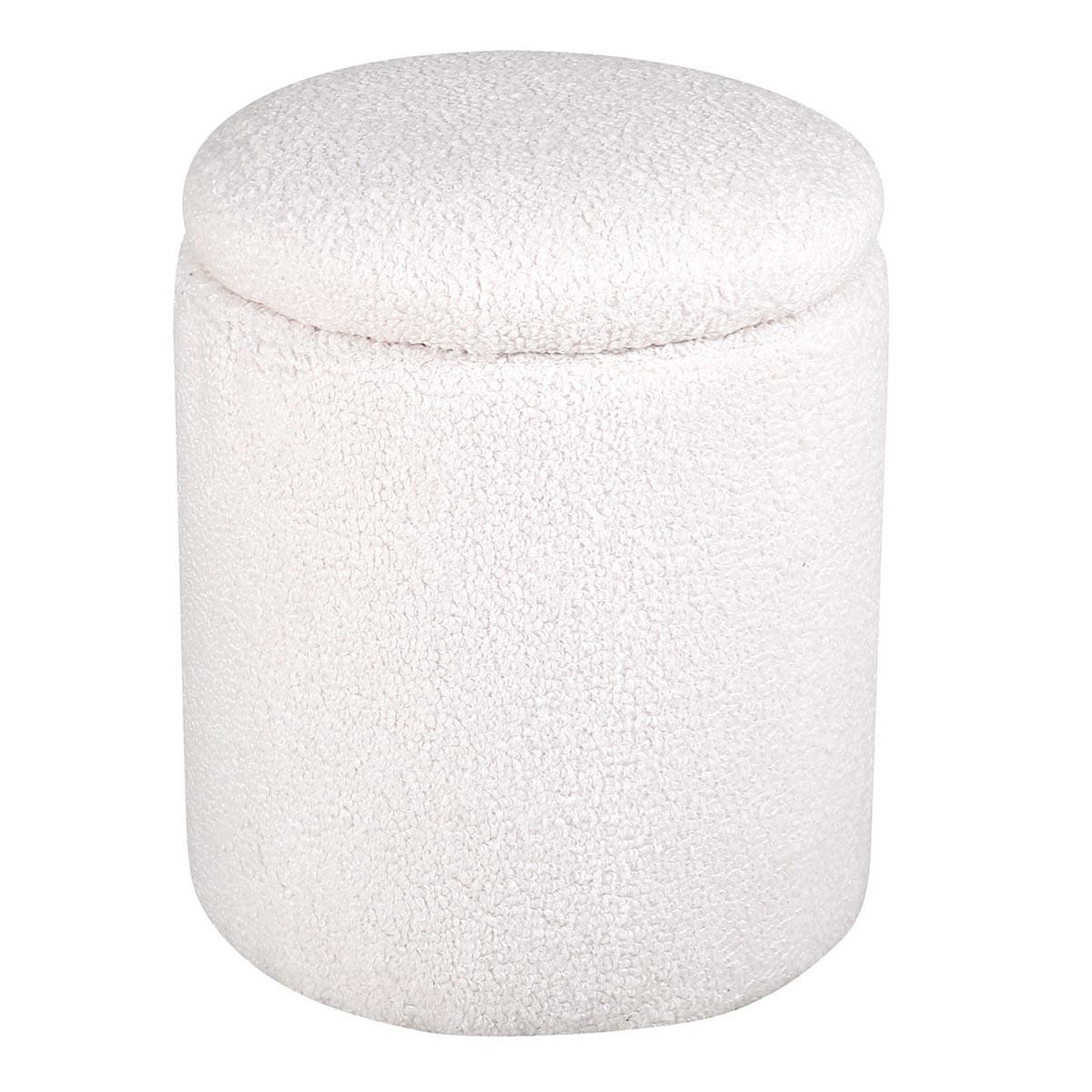 Paris Prix Pouf coffre tissu bouclette  limpen  40cm blanc
