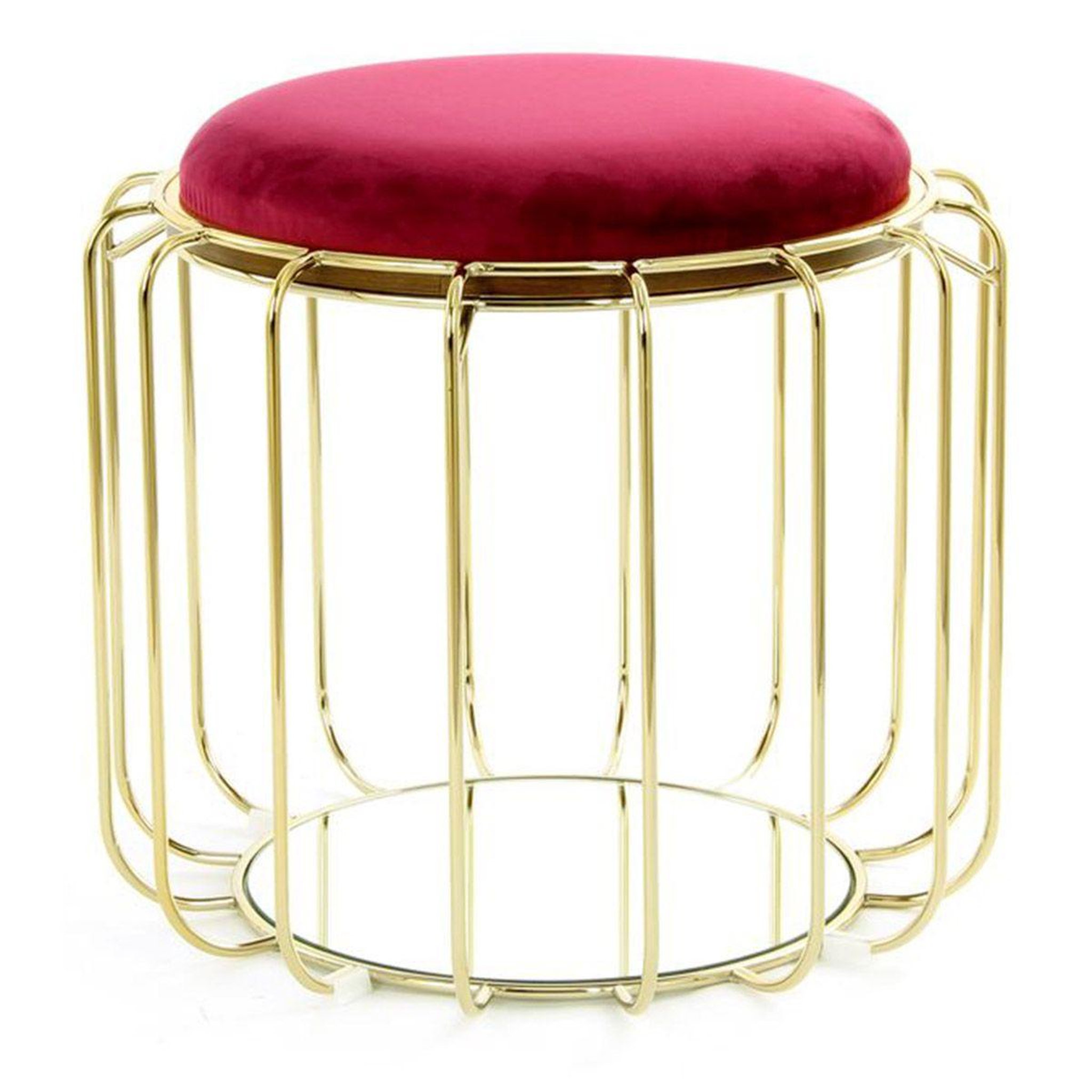 Paris Prix Pouf & table d'appoint  comfortable  50cm rouge & or