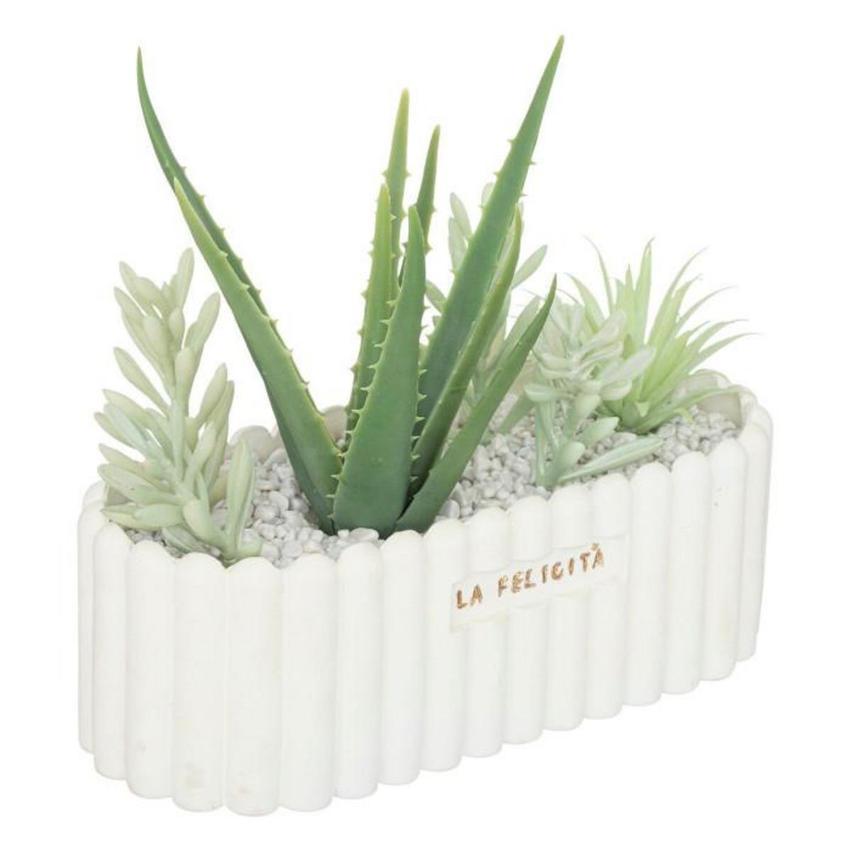 ATMOSPHERA Plante Artificielle en Pot  Rivi  35cm Blanc & Vert