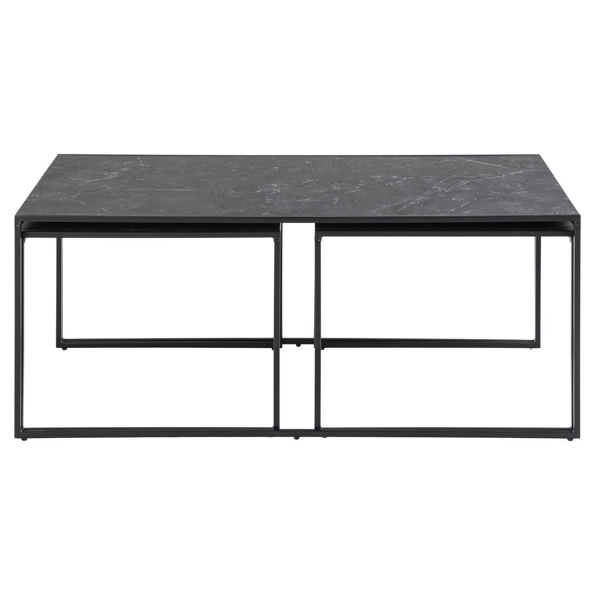 Voir la diapositive 4 : TOILINUX Table basse extensible en 3 pièces en mélamine et métal - l.120 à 232 cm - noir