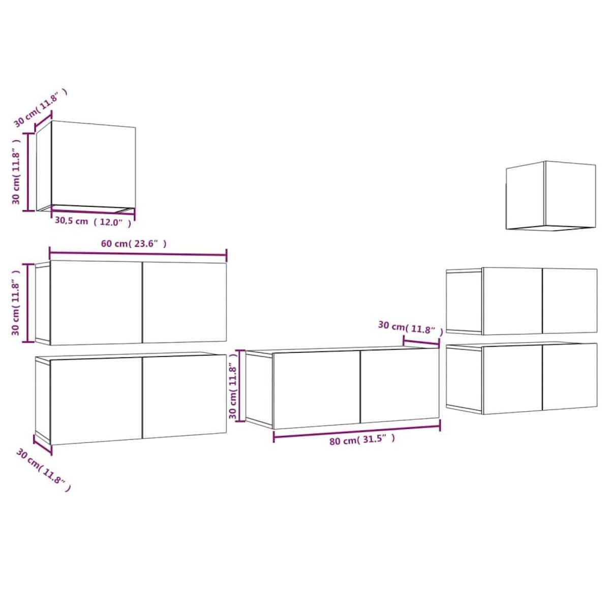 VIDAXL Ensemble de meubles TV 7 pcs Sonoma gris Bois d'ingenierie