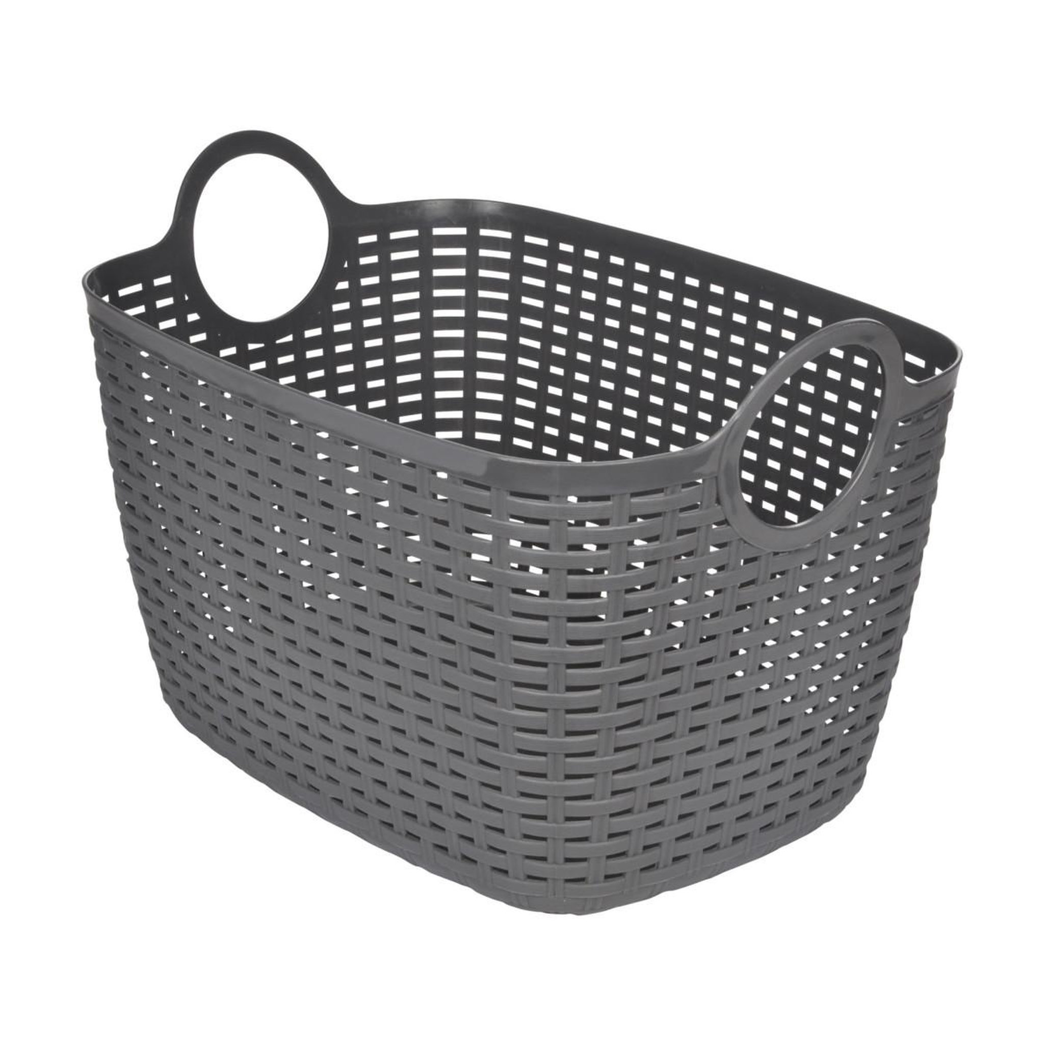 HOMEA Panier à linge arrondi  tressé  30l gris